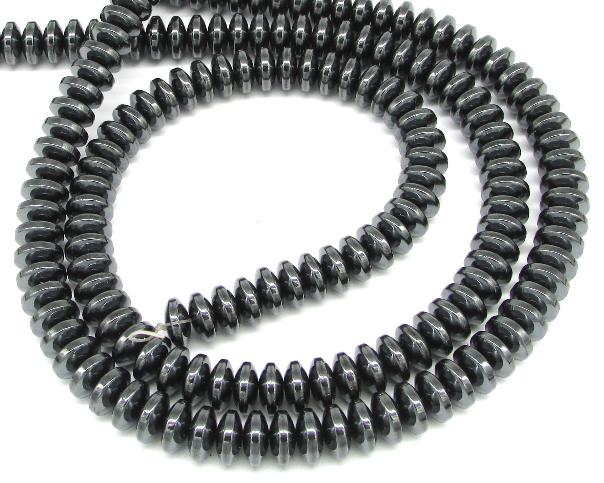 Non-Magnetic Hematite 9mm Convex Saucer Beads, Dark Gray 9x4mm Semiprecious Gemstone Rondelles