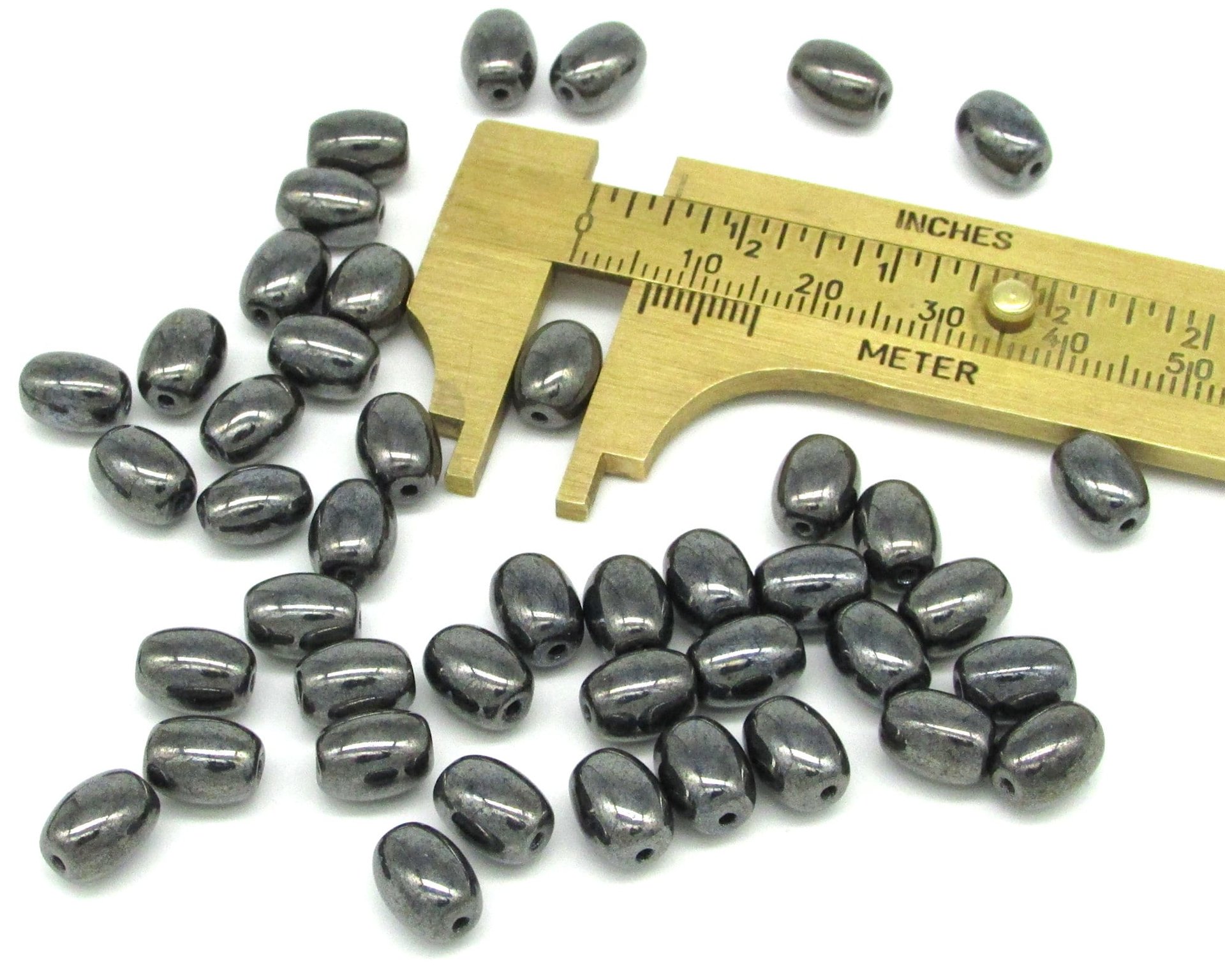 Gunmetal Glass Beads, 9x6.5mm Ovals