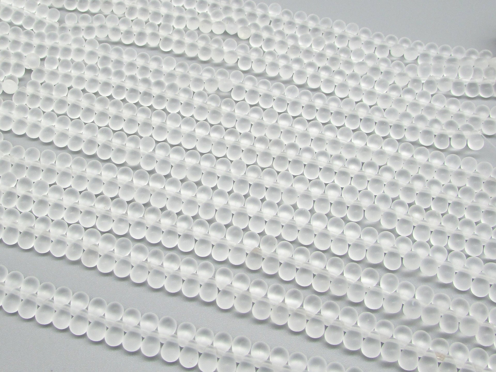 6x4mm Frosted Teardrop Briolettes, Matte Crystal Czech Pressed Glass Beads (100)