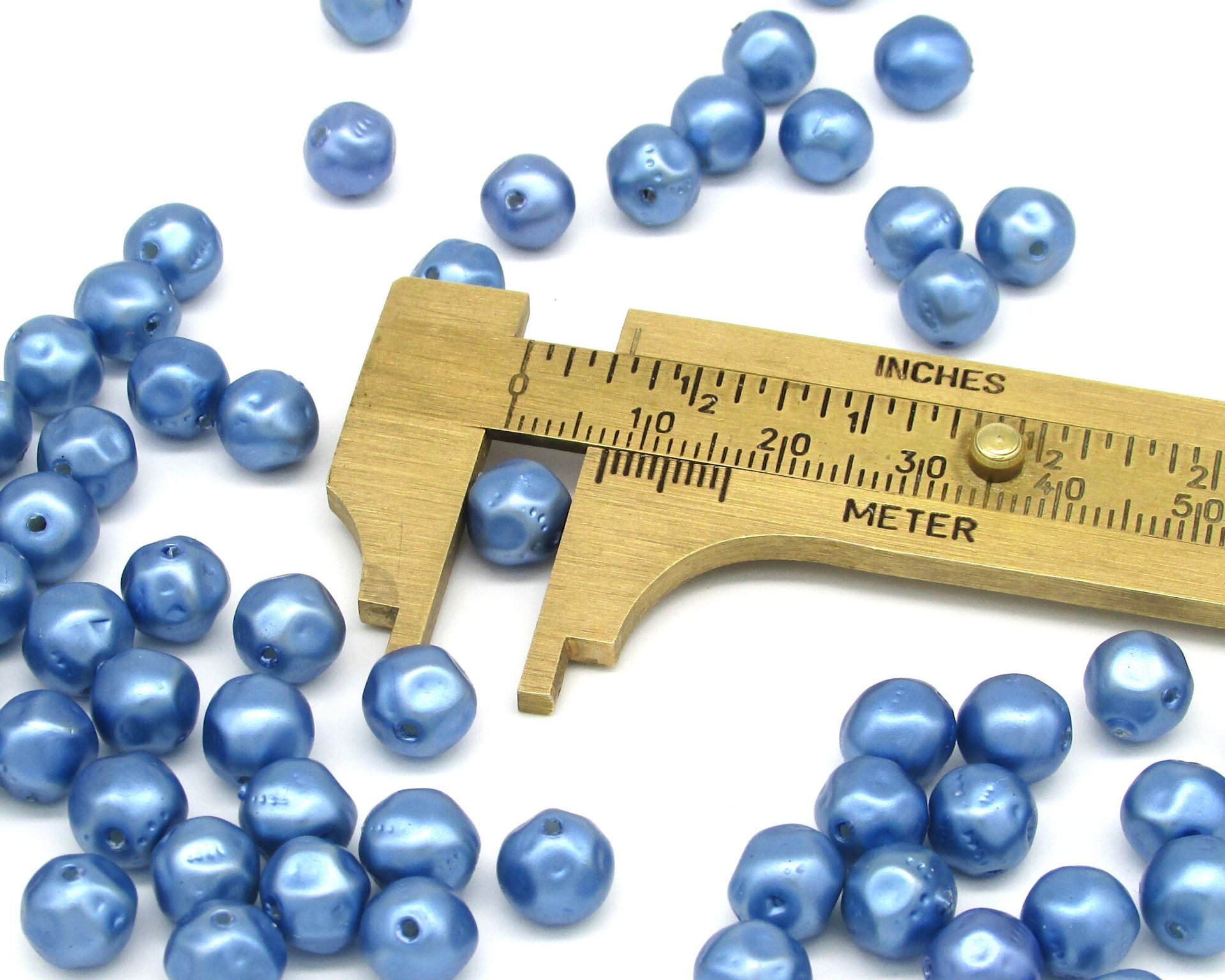 8mm Blue Lustre Pearlized Beads