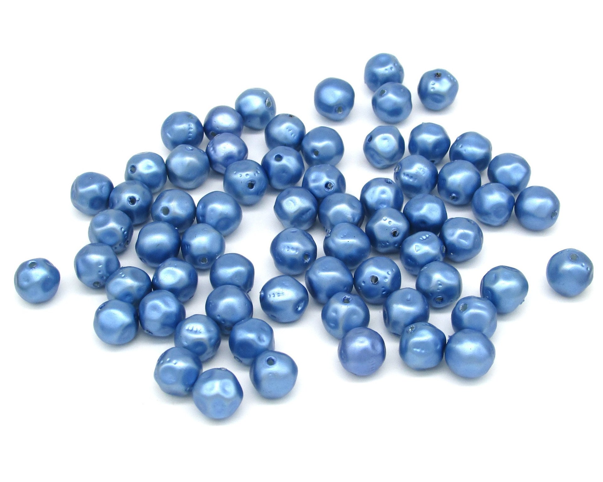 8mm Blue Lustre Pearlized Beads