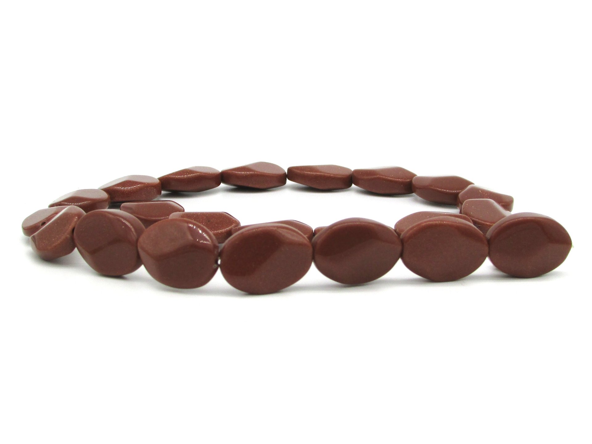 18mm Flat Oval Beads, Faceted Goldstone