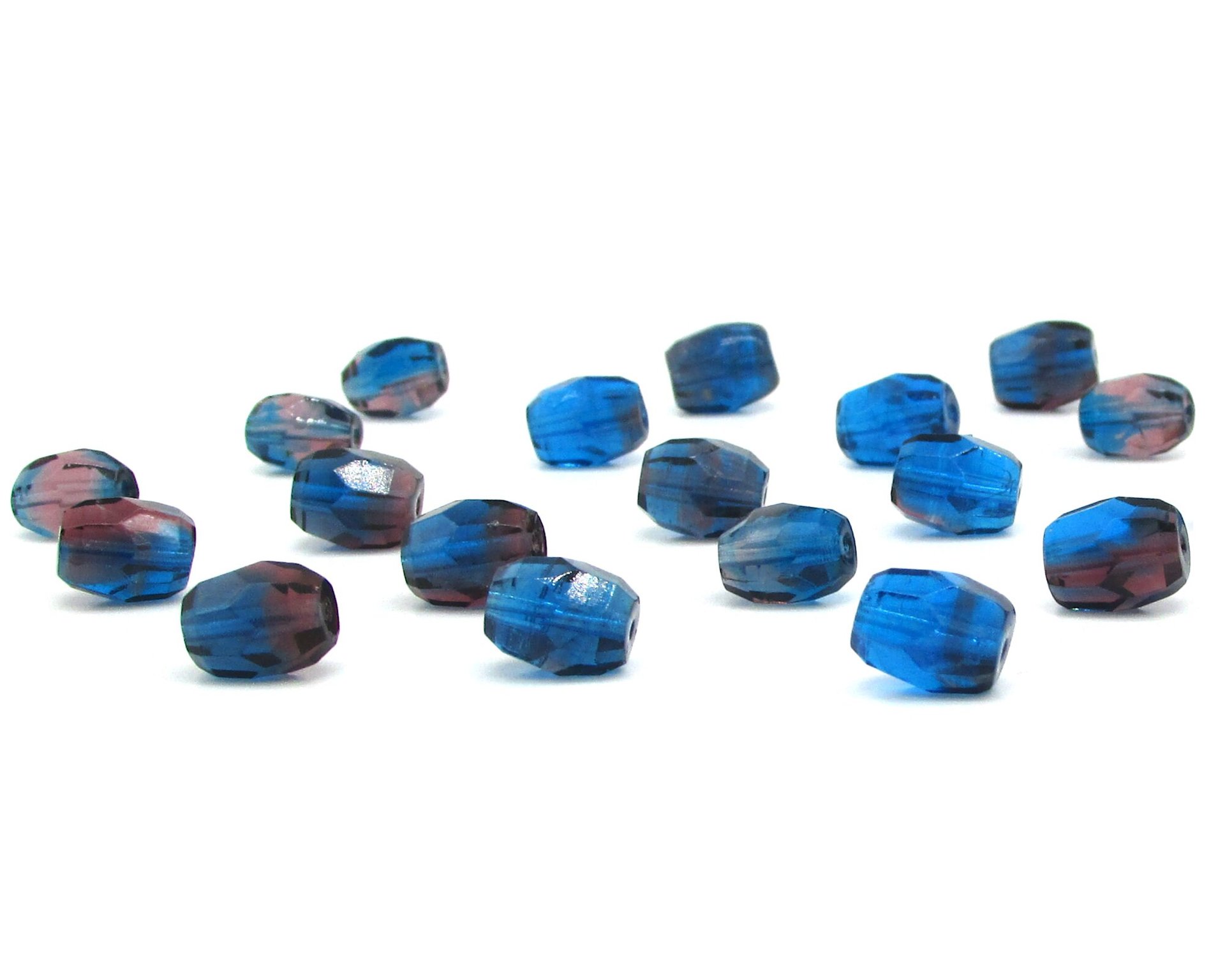 Two-Tone Faceted Oval Beads, 10x8mm Barrels