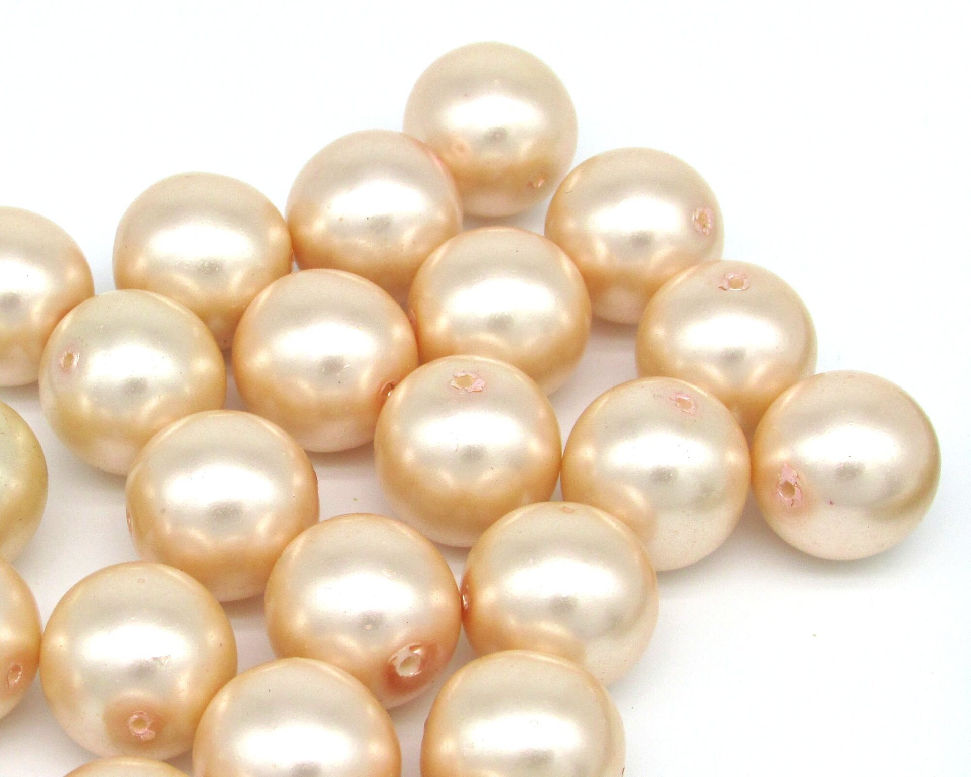 16mm Light Pink Czech Glass Faux Pearls