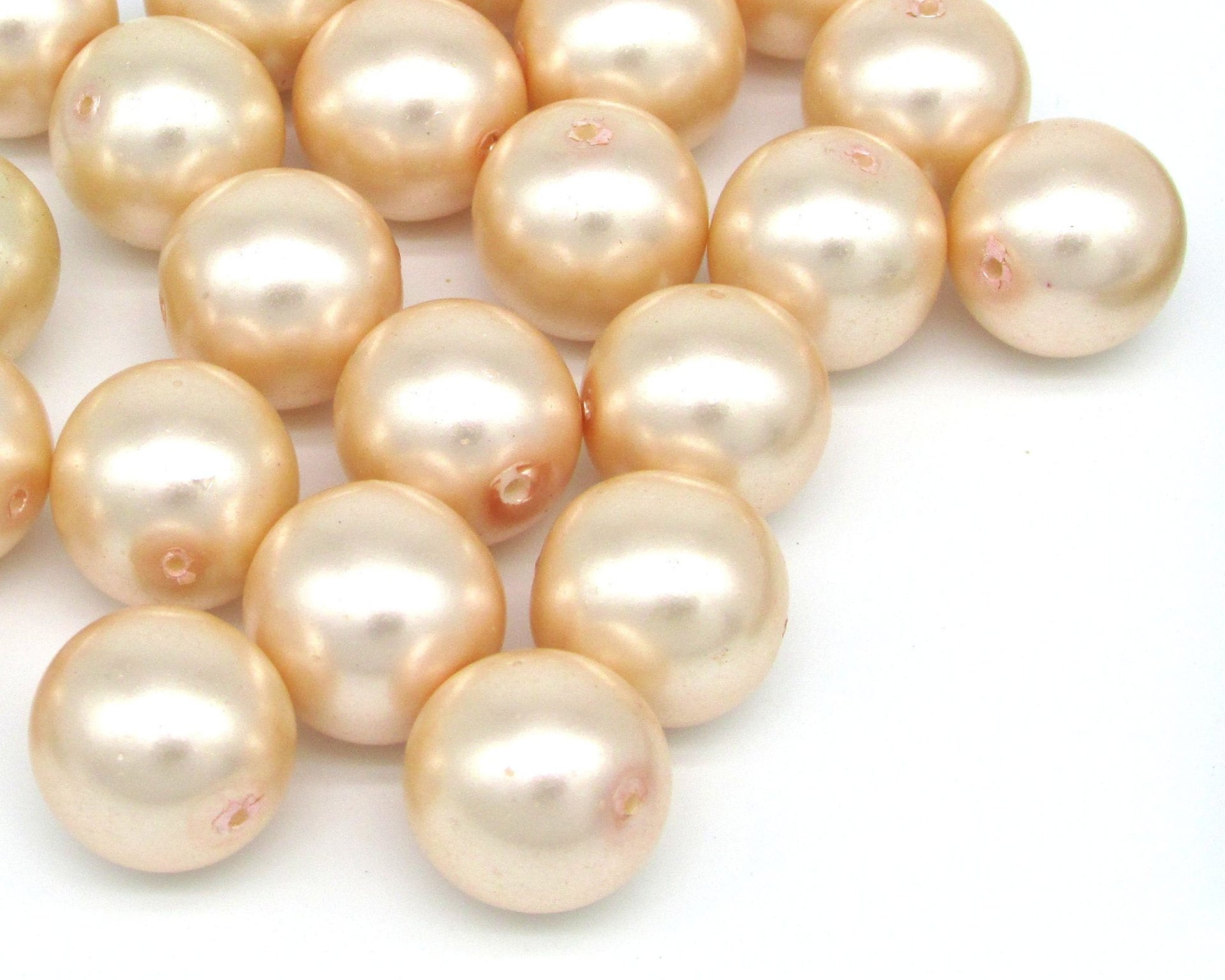 16mm Light Pink Czech Glass Faux Pearls