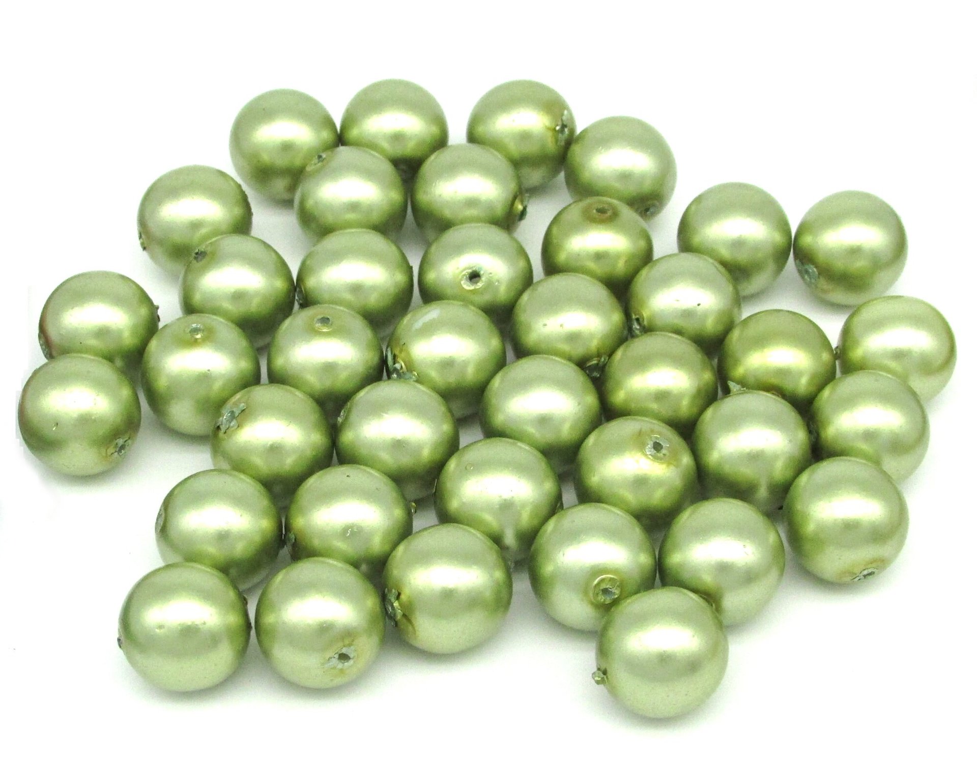 12mm Light Green Glass Pearls
