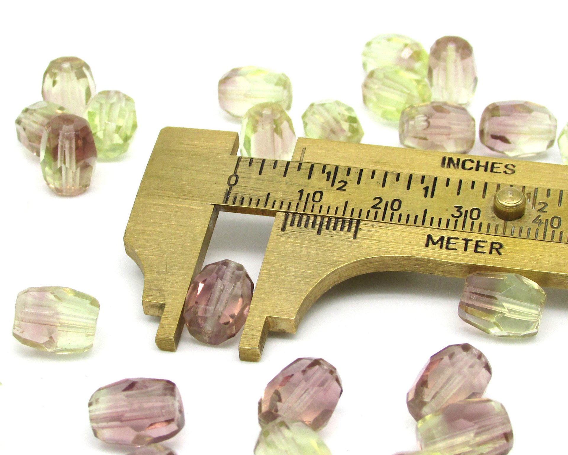 10x8mm Faceted Oval Beads, 2-Tone Amethyst & Olivine Czech Glass Barrels