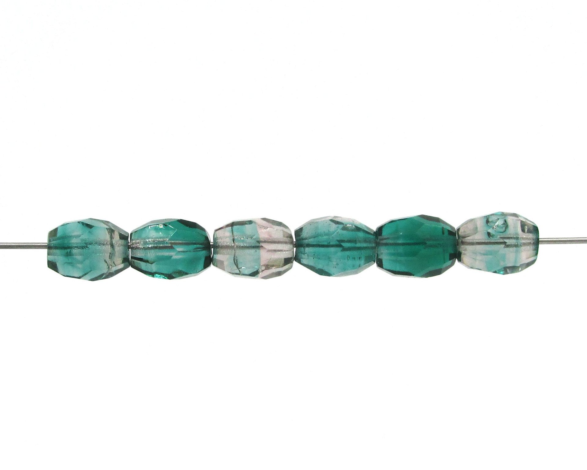 10x8mm Faceted Oval Beads, Two-Tone Green and Purple Czech Glass Barrels