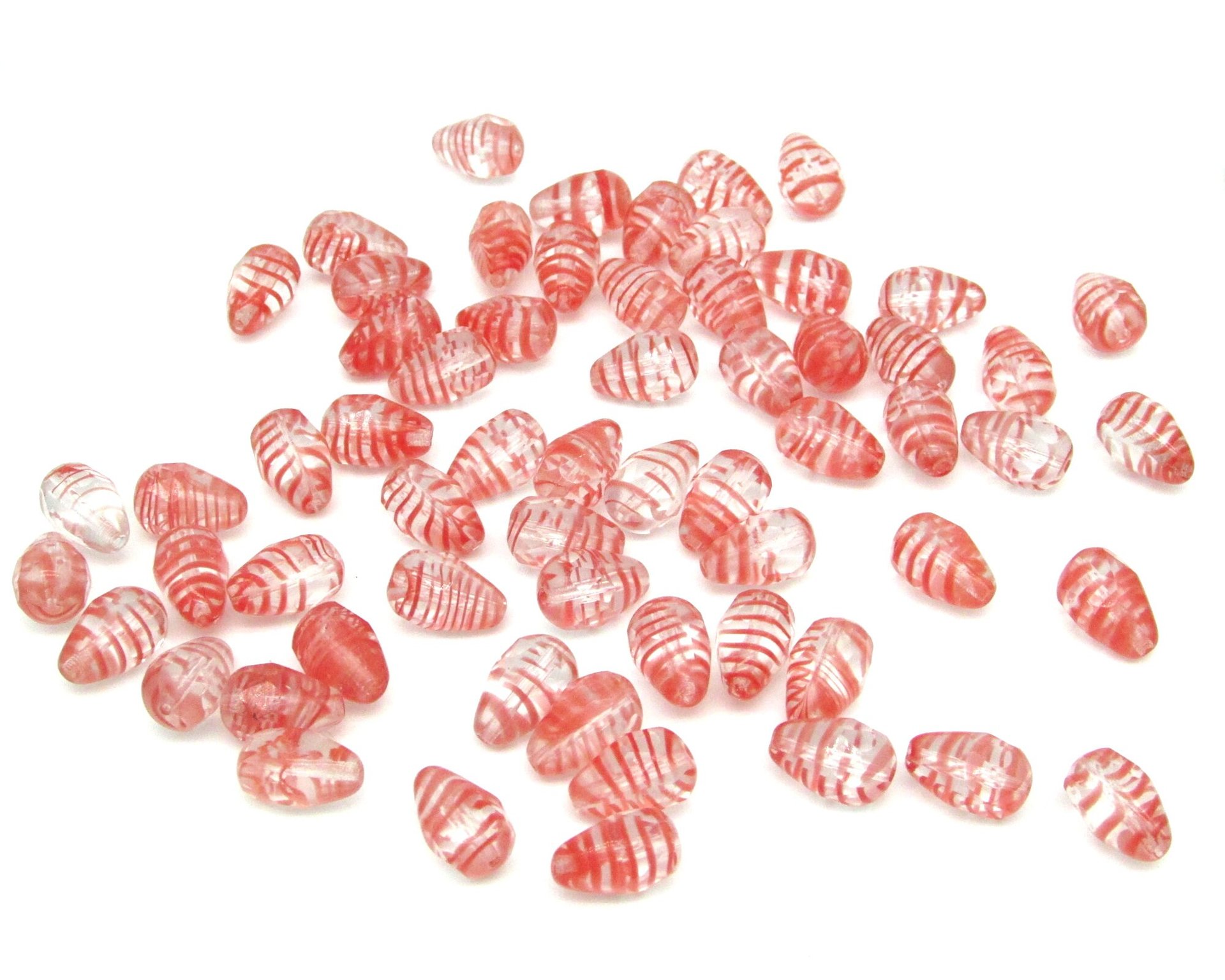 12x8mm Striped Teardrops, 2-Tone Faceted Pearshape Czech Glass Beads (23)
