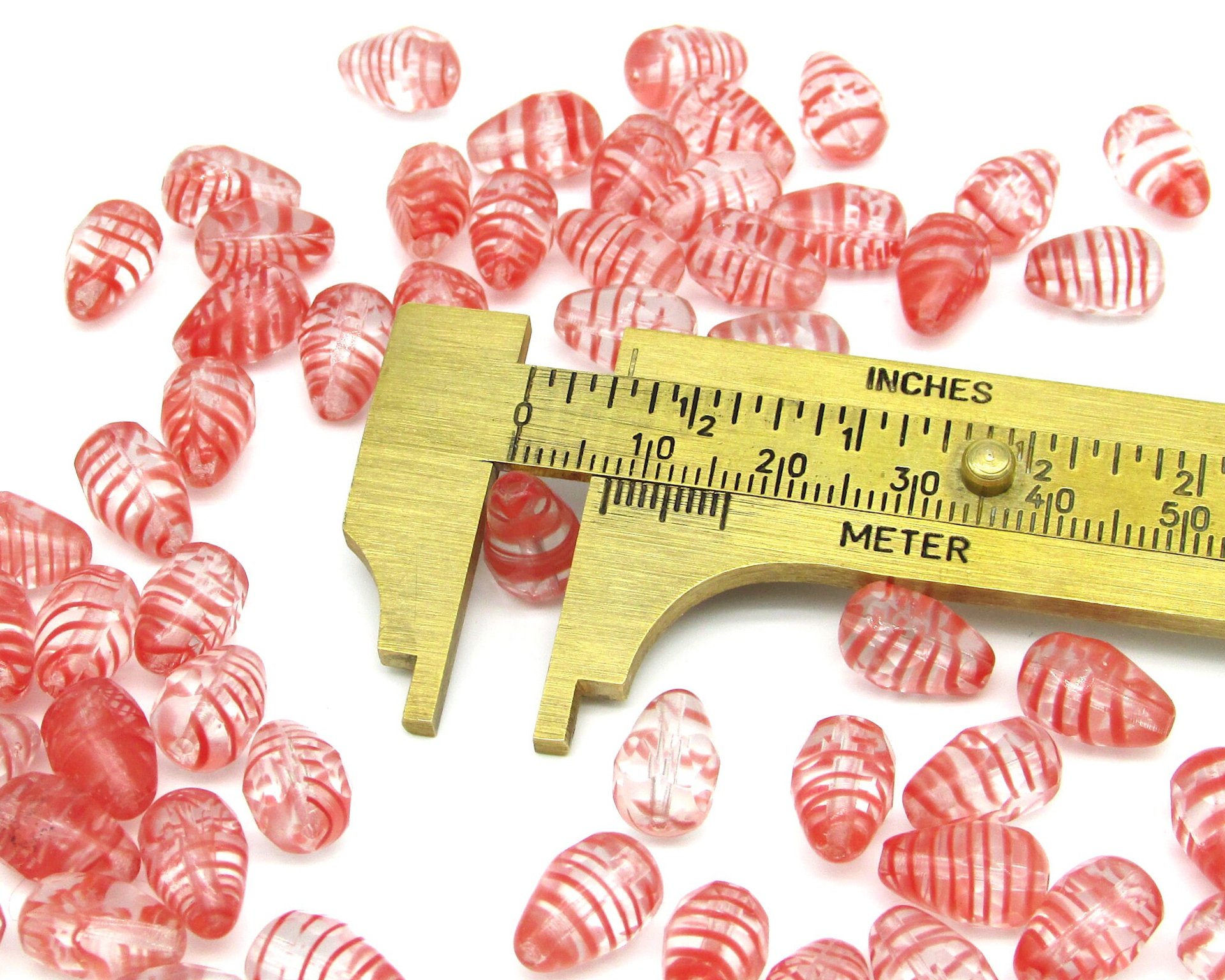 12x8mm Striped Teardrops, 2-Tone Faceted Pearshape Czech Glass Beads (23)
