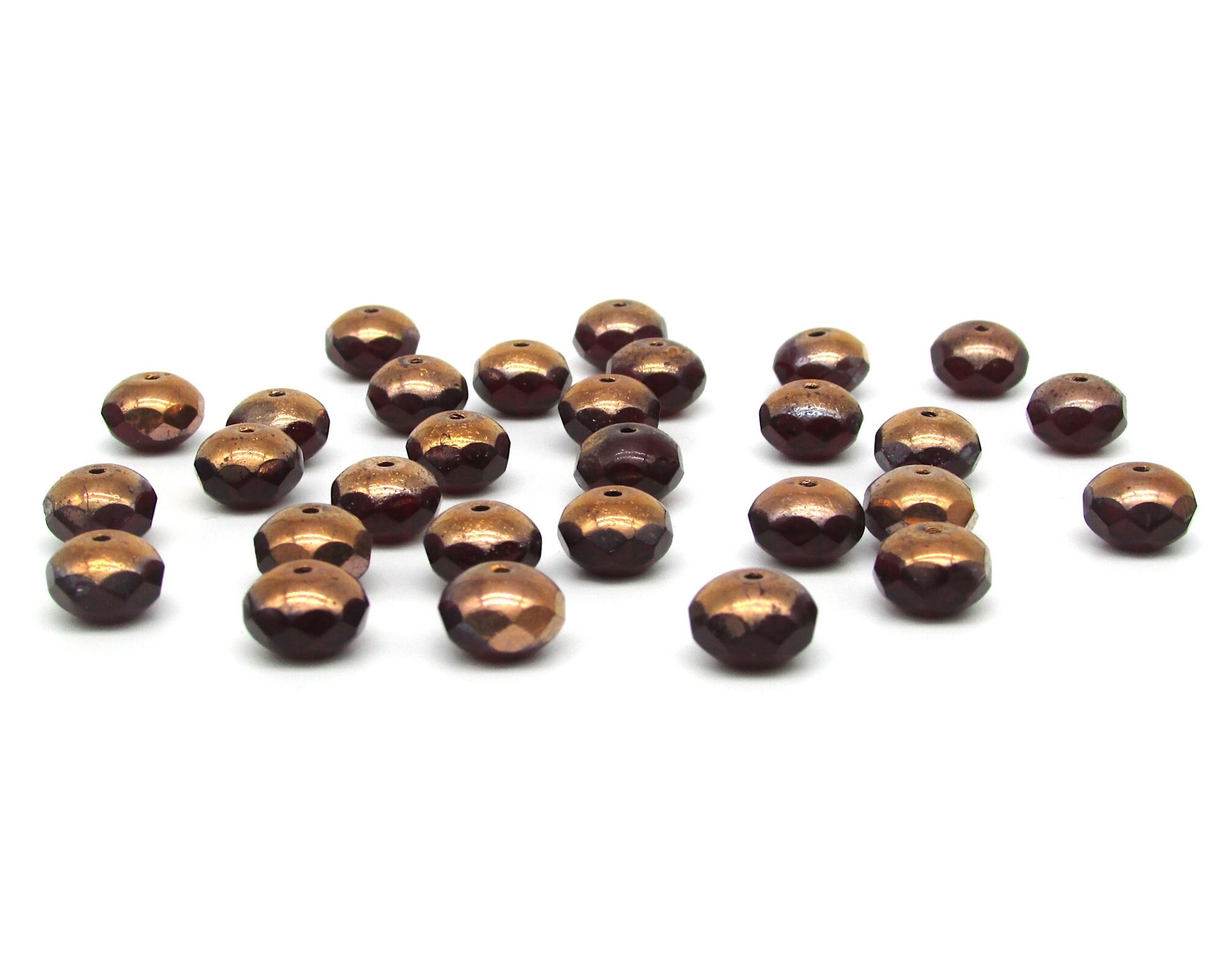 9x6mm Faceted Rondelles, Garnet Red Fire Polished Czech Glass Beads (20)