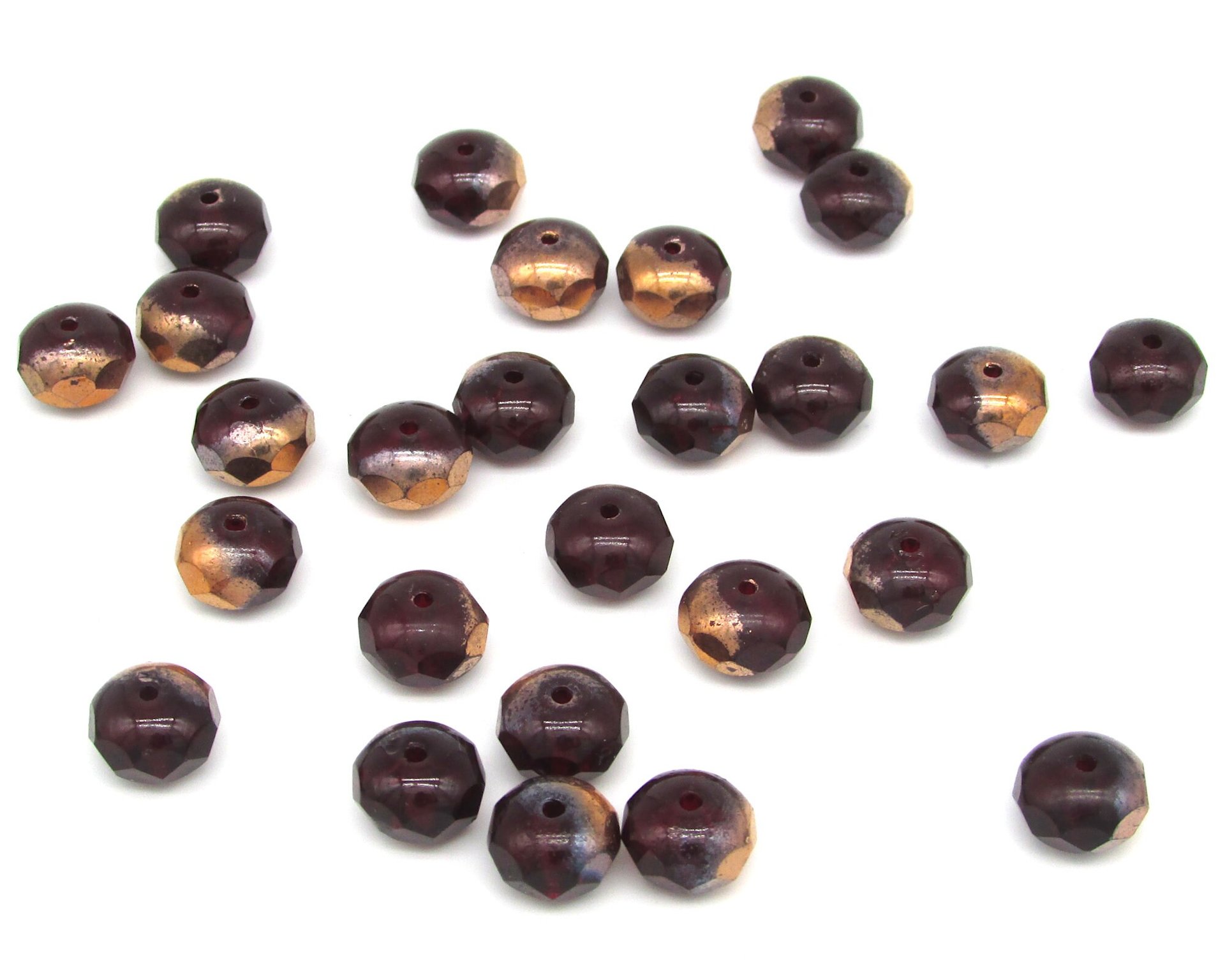 9x6mm Faceted Rondelles, Garnet Red Fire Polished Czech Glass Beads (20)
