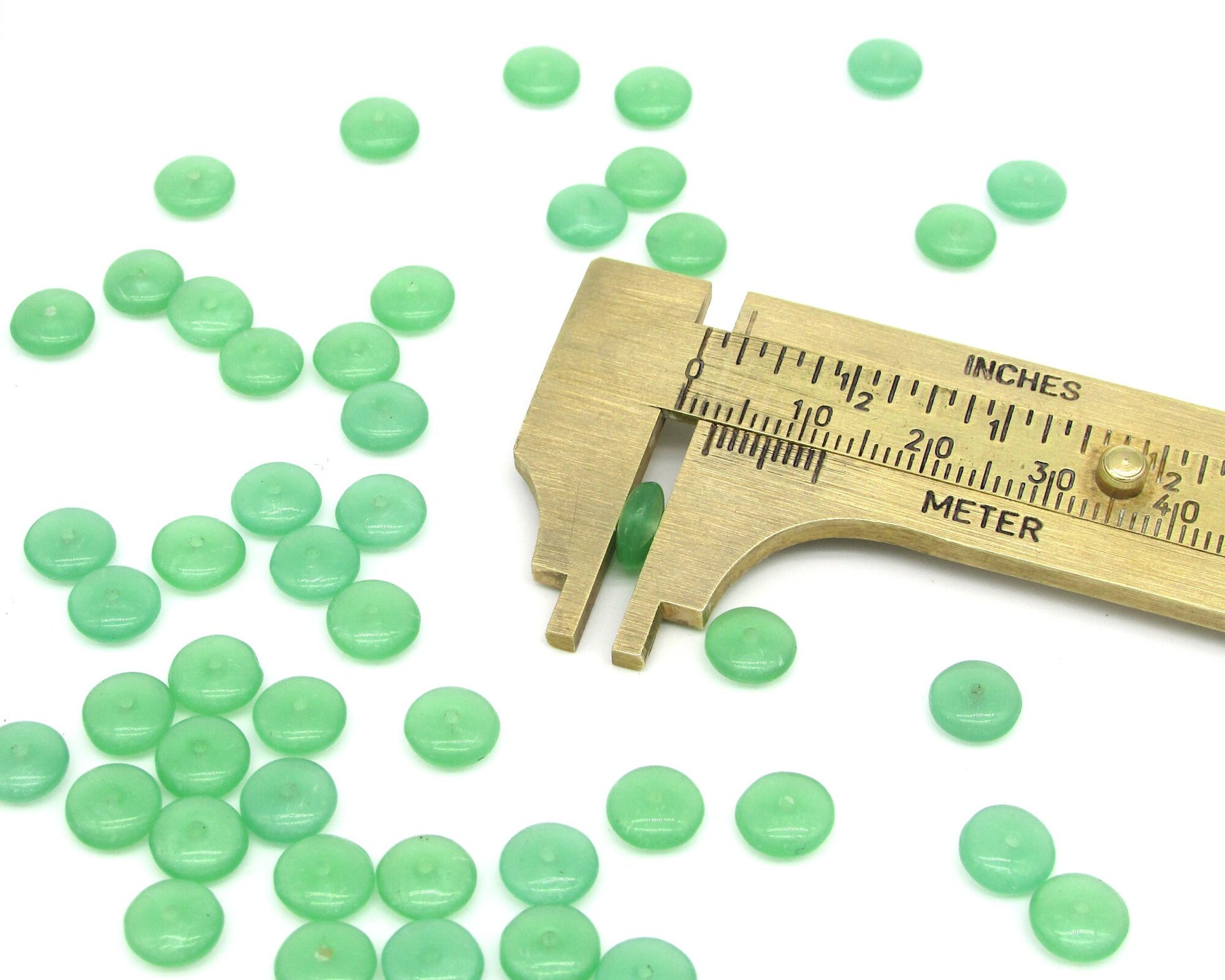 7mm Flat Rondelles, Small Front-Drilled Discs, Czech Pressed Glass Beads