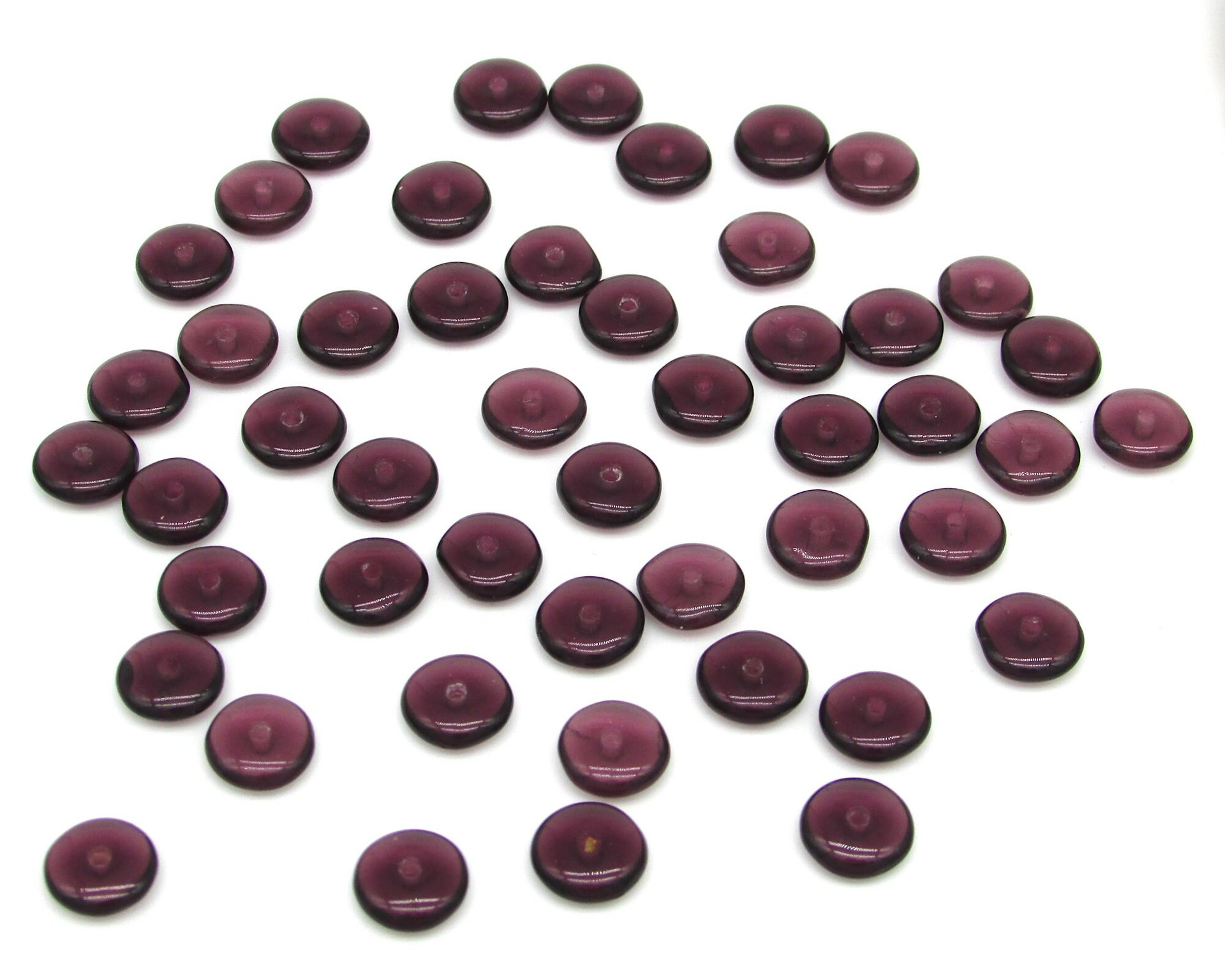 7mm Flat Rondelles, Small Front-Drilled Discs, Czech Pressed Glass Beads