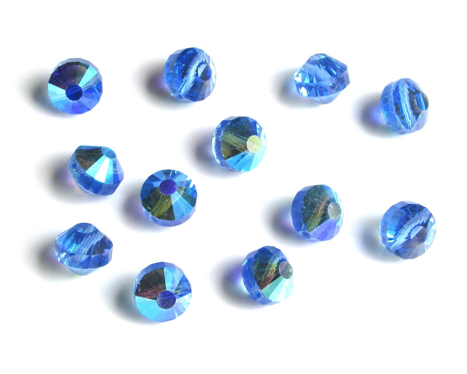 Vintage 8mm Sapphire AB Faceted Crystal Beads