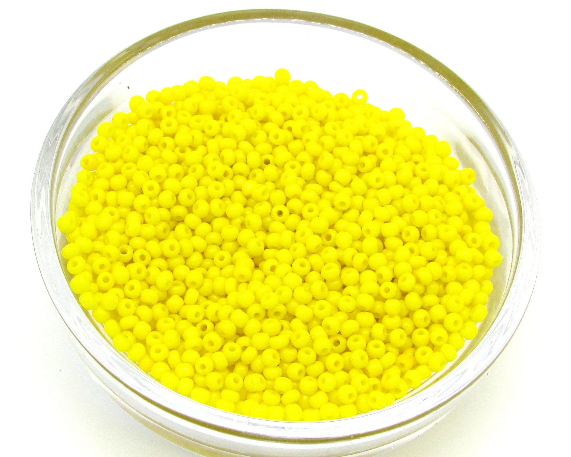 11/0 Round Seed Beads, Tiny 2mm Opaque Bright Yellow Mini Rocailles