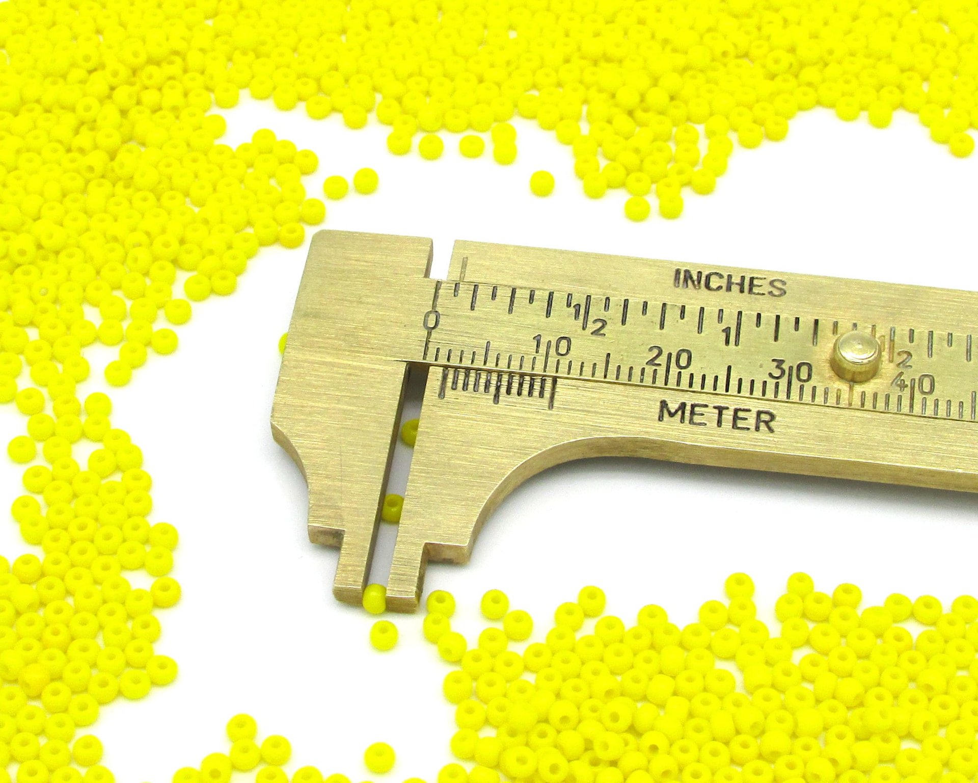 11/0 Round Seed Beads, Tiny 2mm Opaque Bright Yellow Mini Rocailles