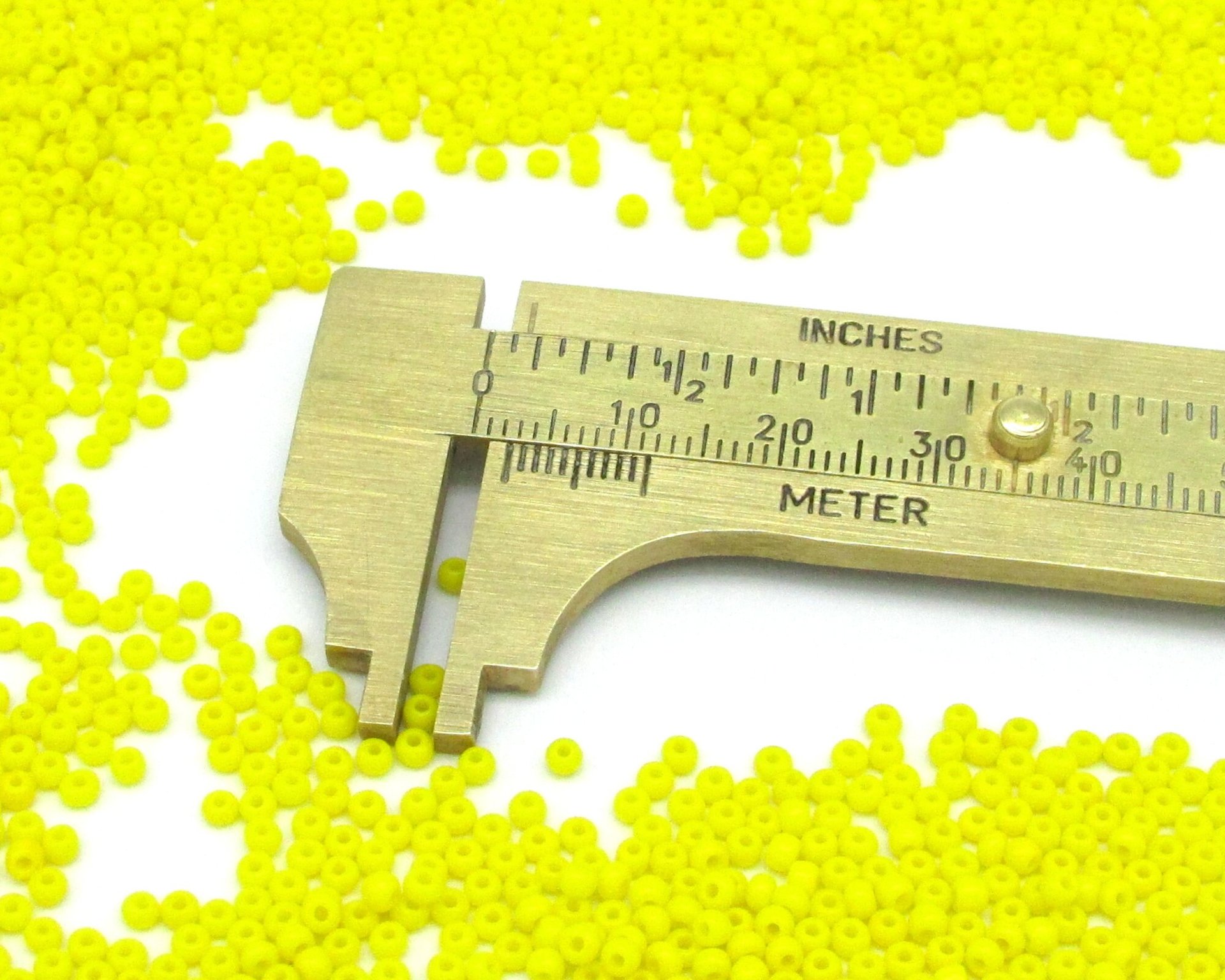 11/0 Round Seed Beads, Tiny 2mm Opaque Bright Yellow Mini Rocailles