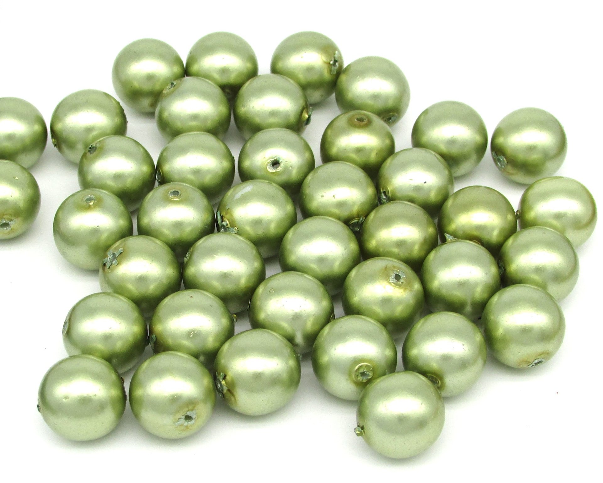 12mm Light Green Glass Pearls