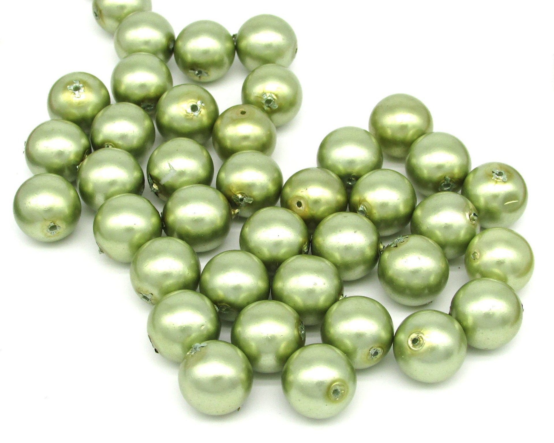 12mm Light Green Glass Pearls