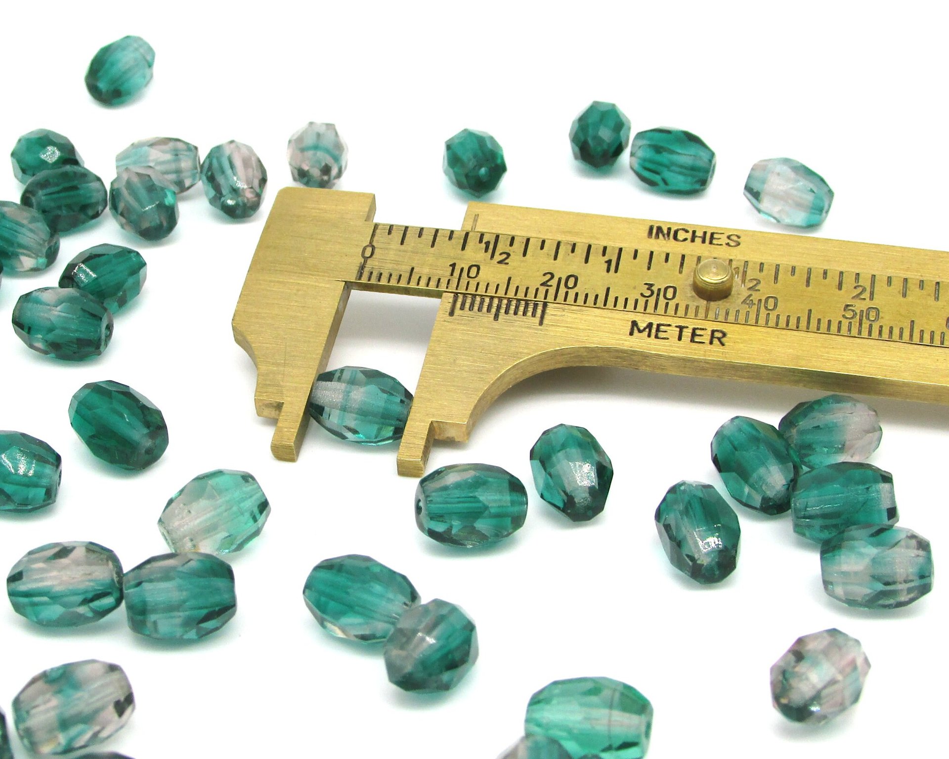 10x8mm Faceted Oval Beads, Two-Tone Green and Purple Czech Glass Barrels