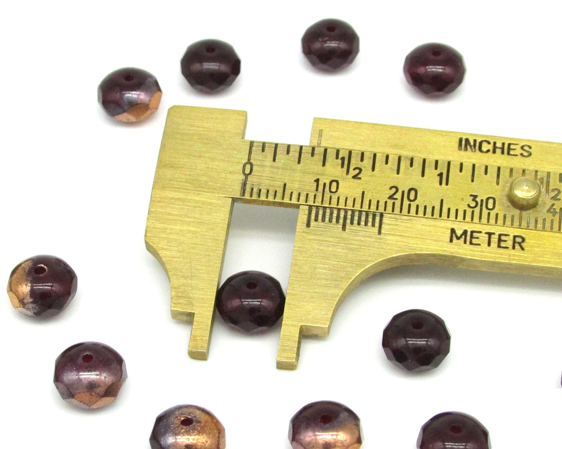 9x6mm Faceted Rondelles, Garnet Red Fire Polished Czech Glass Beads (20)