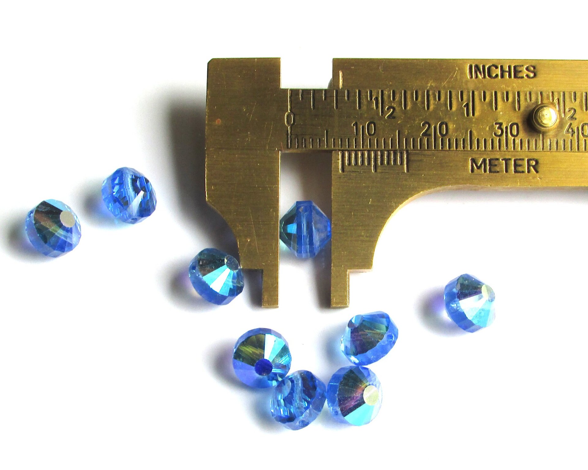 Vintage 8mm Sapphire AB Faceted Crystal Beads