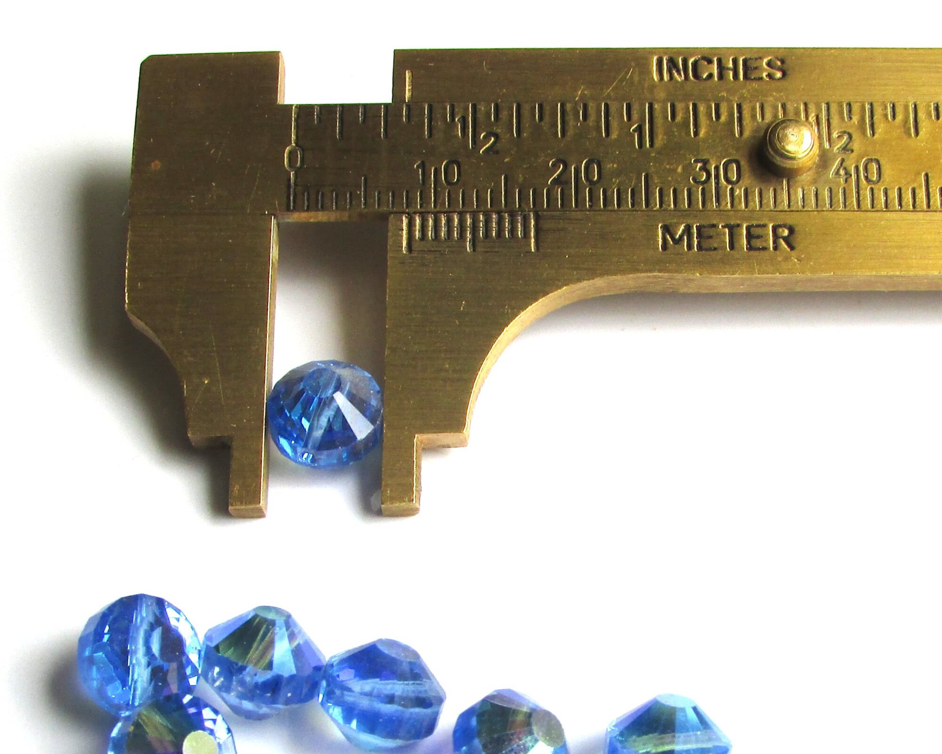 Vintage 8mm Sapphire AB Faceted Crystal Beads
