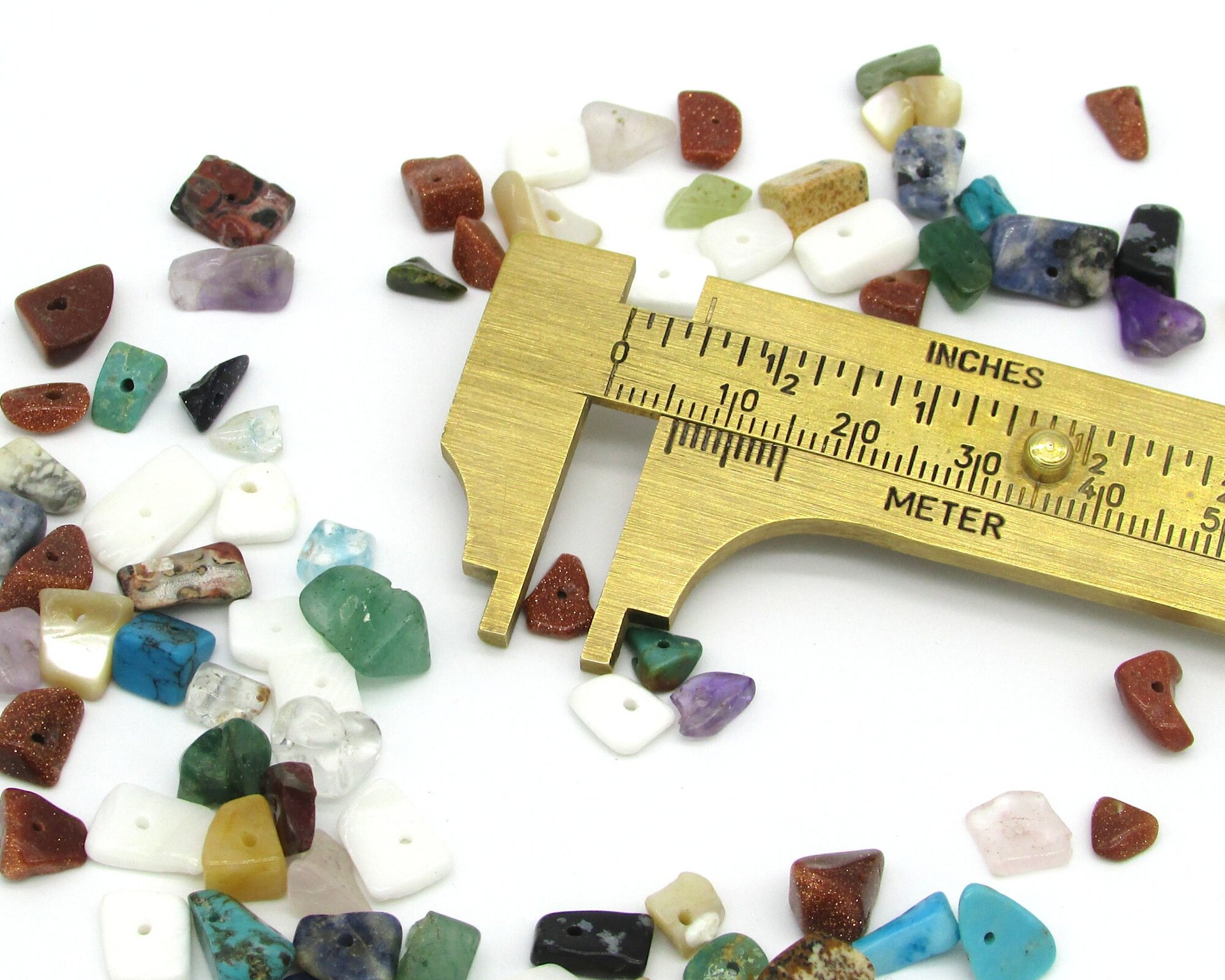 Stone Chip Bead Mix, Vintage 90's Small Semiprecious Gemstone and Shell Nuggets for Rustic DIY Crafts