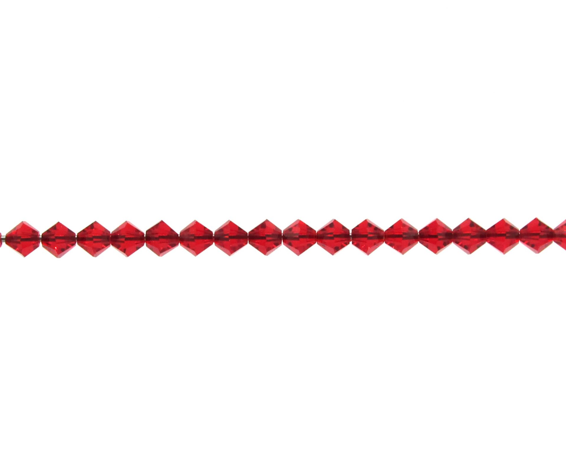 Vintage 4mm Faceted Bicones, Light Siam Red Vintage Machine Cut Crystal Beads