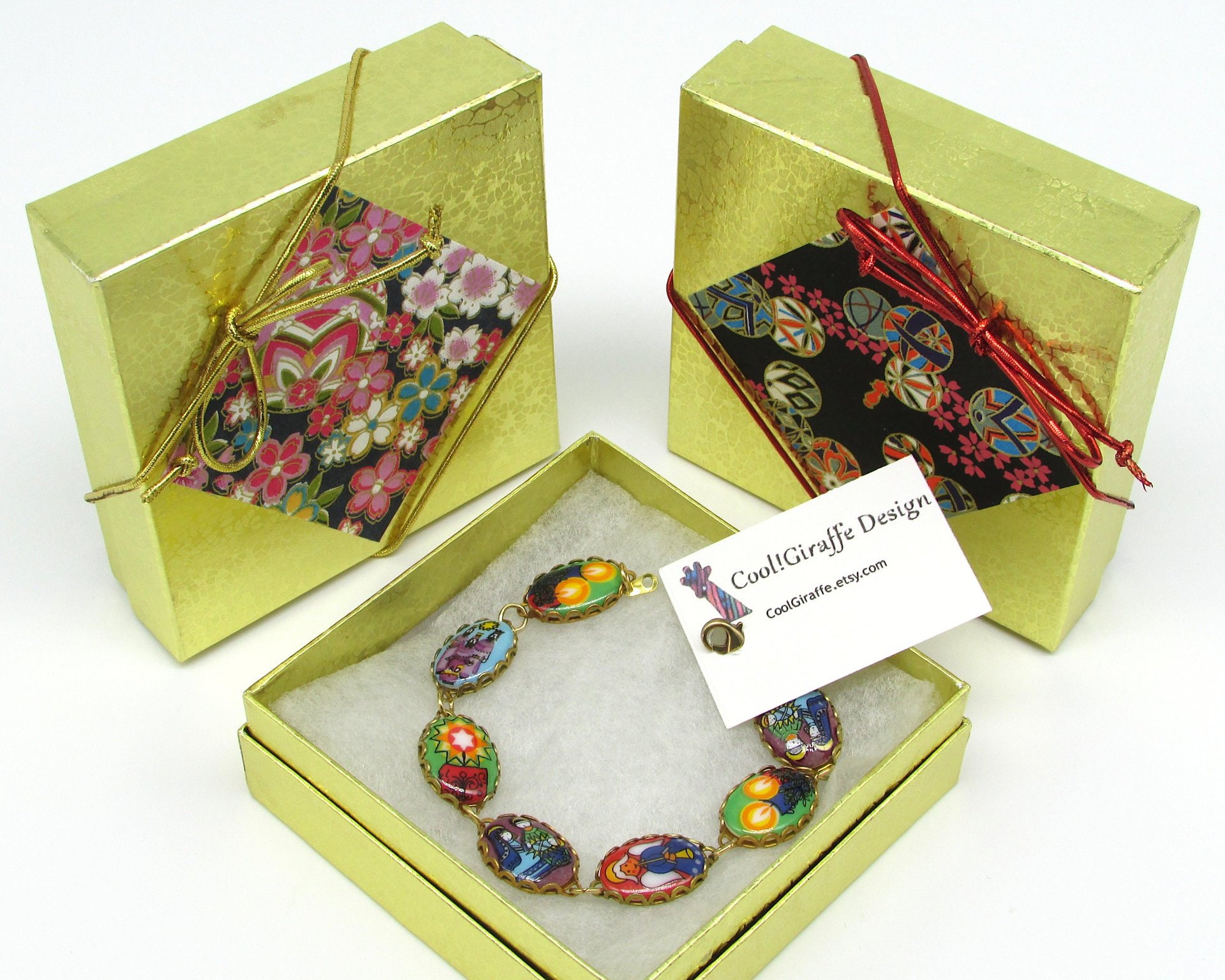 3.5" Square Gift Boxes with Gold Foil with Removable Lid and Padding (10)