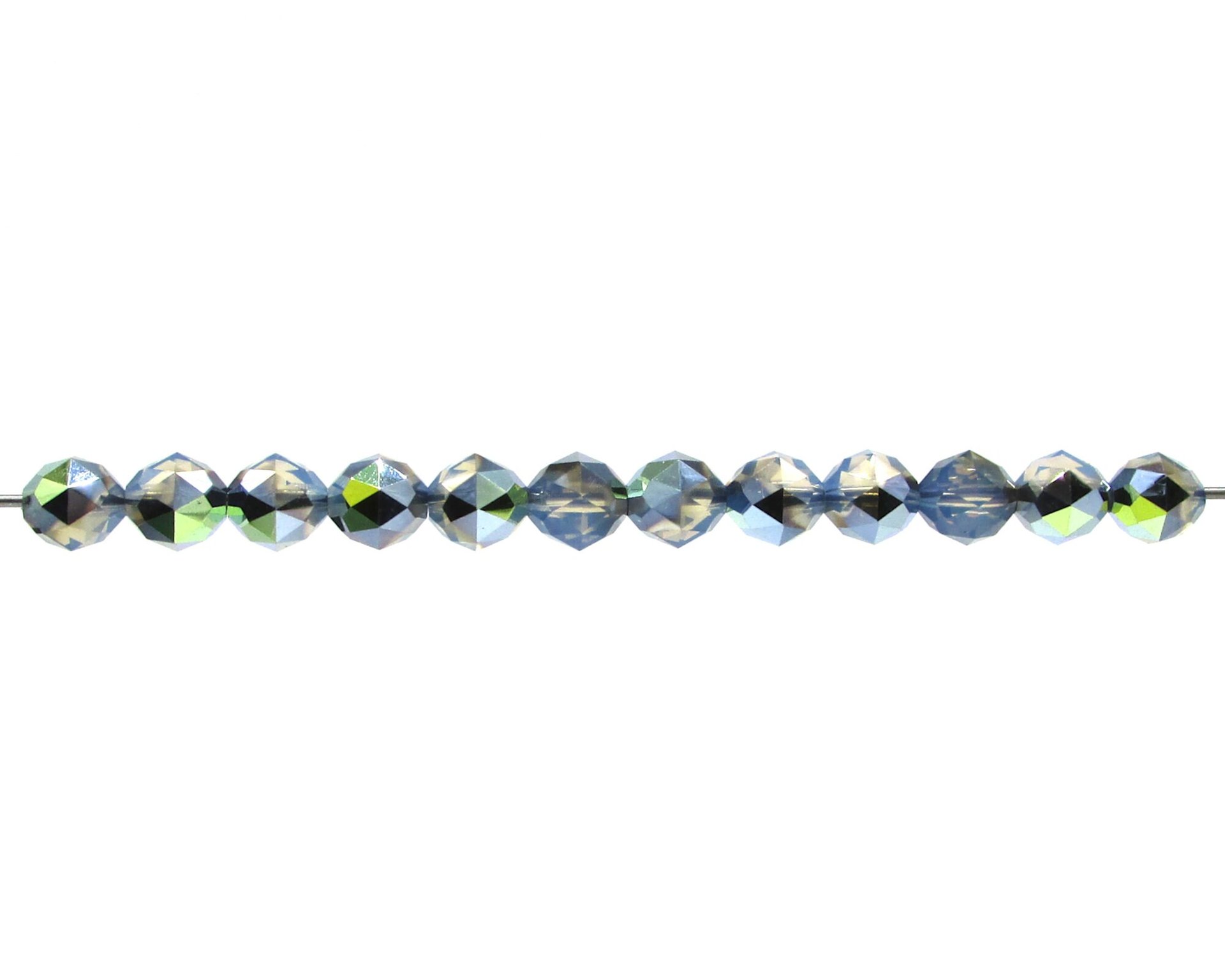 6mm Faceted Round Beads, White Opal Starshine Machine Cut Crystal (22)
