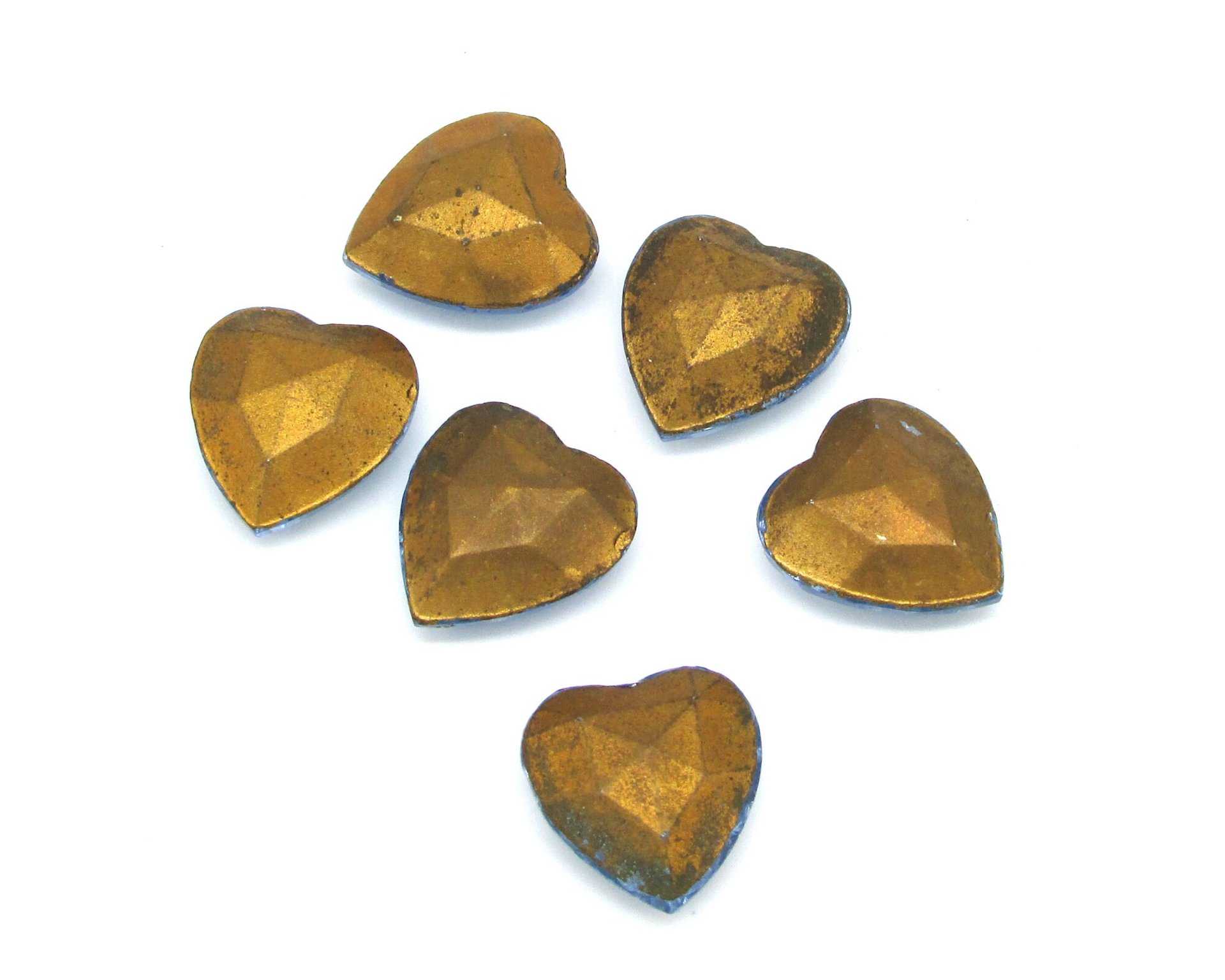 15mm Light Sapphire Heart Rhinestones, Vintage Point Back Glass Gems (6)