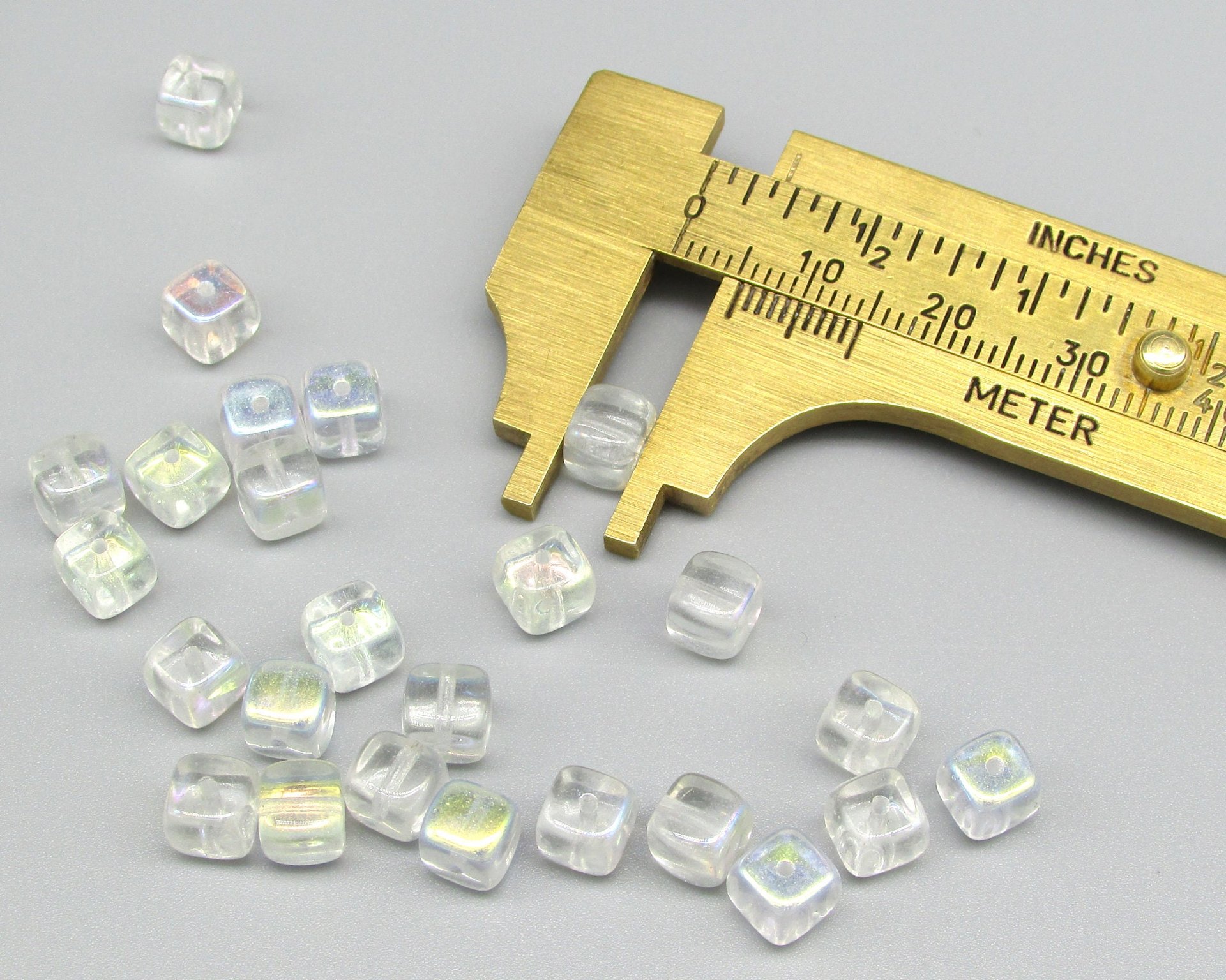 Crystal AB 6mm Cube Beads