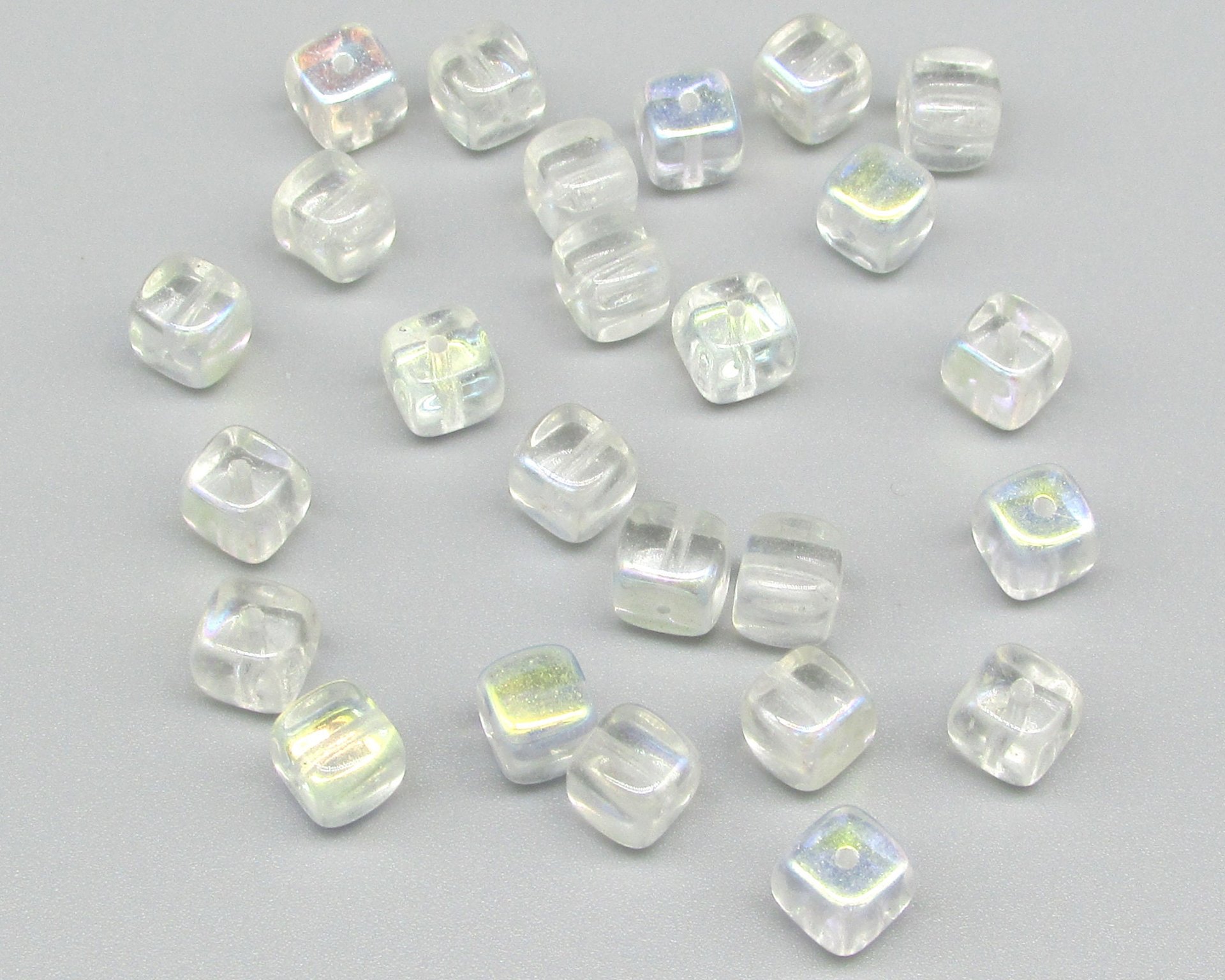 Crystal AB 6mm Cube Beads