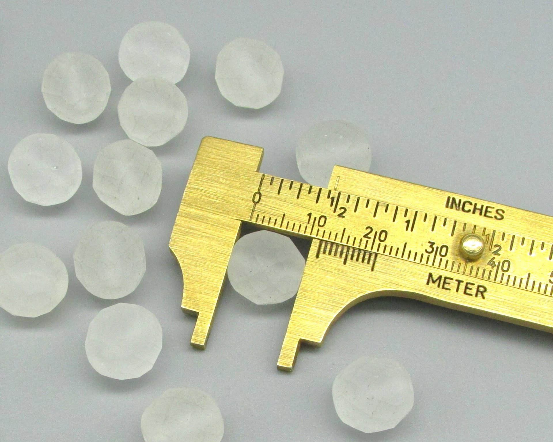 12mm Faceted Round Beads, Matte Crystal Fire Polished Czech Glass