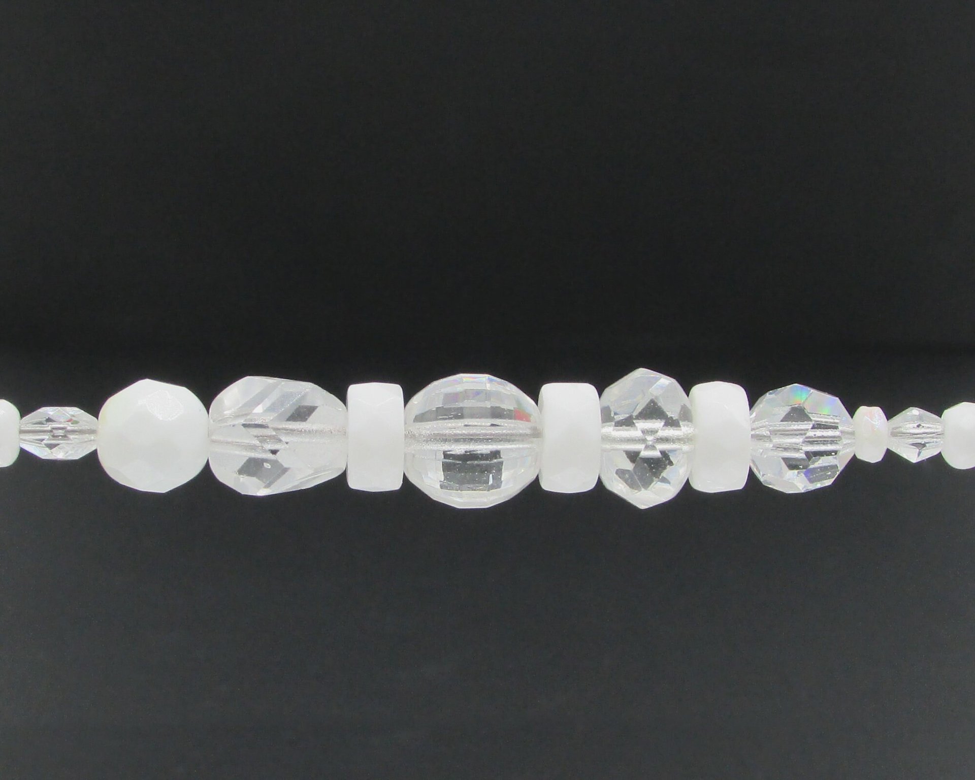 Clear Czech Glass Bead Mix, Fire Polished Faceted Rounds and Barrels, 120 pcs