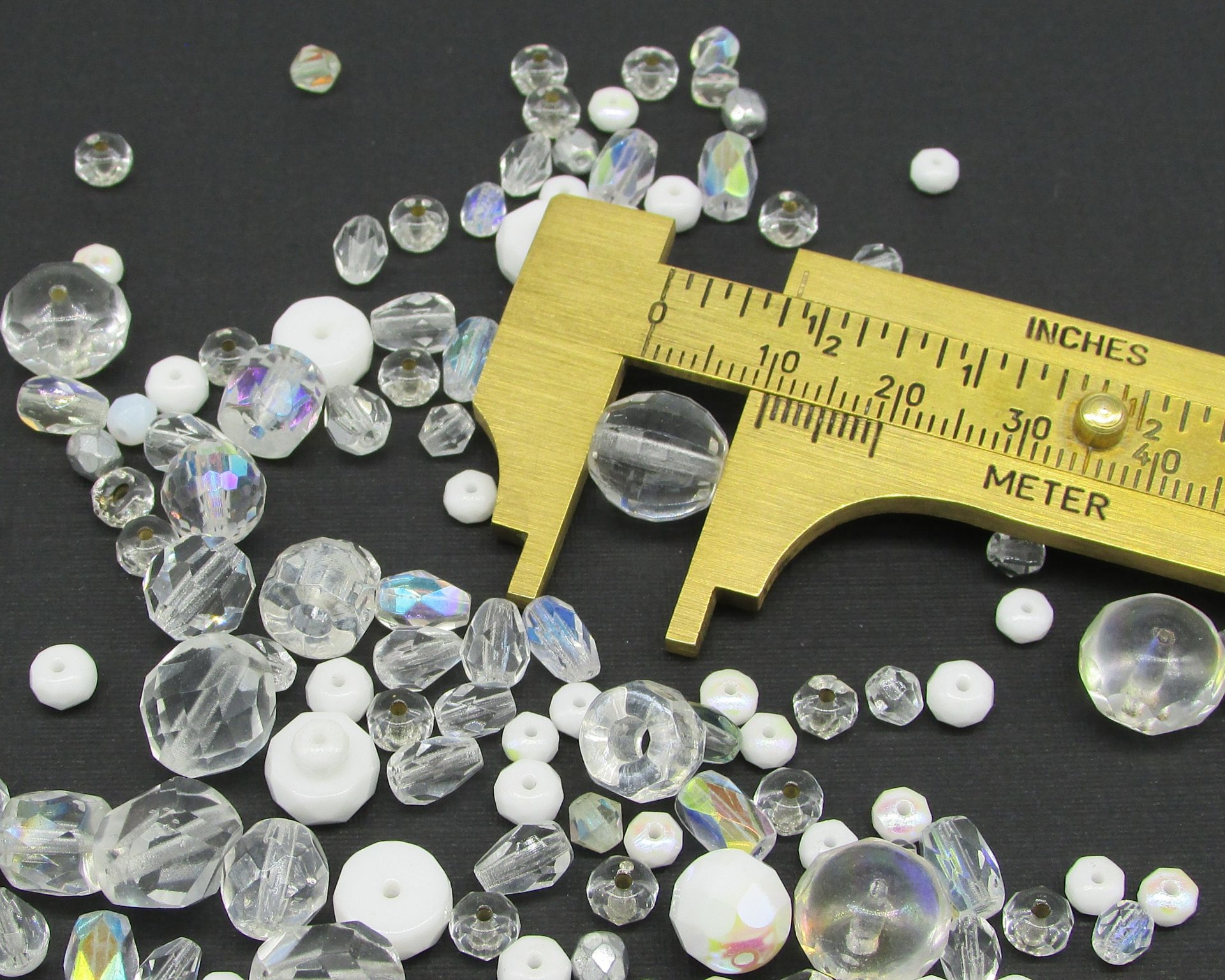 Clear Czech Glass Bead Mix, Fire Polished Faceted Rounds and Barrels, 120 pcs