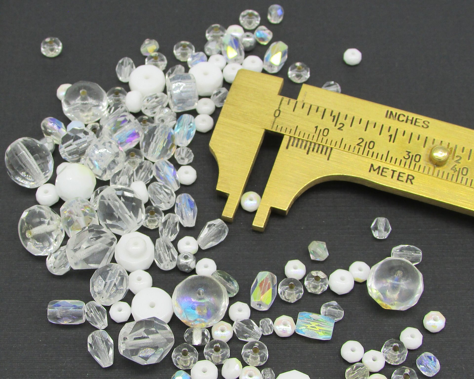 Clear Czech Glass Bead Mix, Fire Polished Faceted Rounds and Barrels, 120 pcs