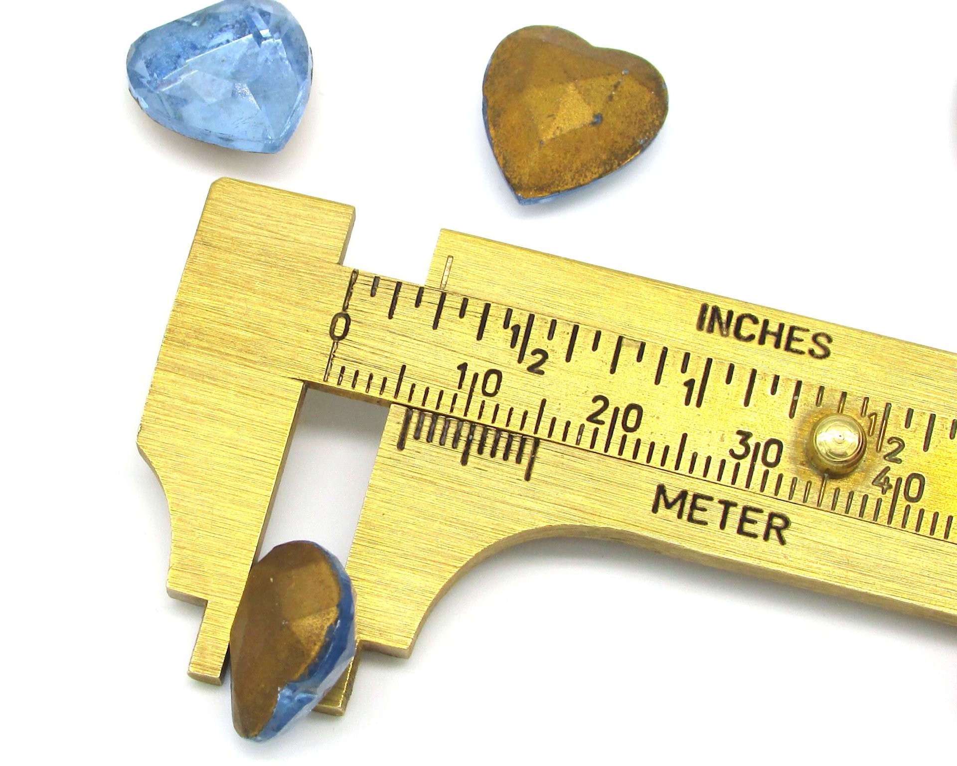 15mm Light Sapphire Heart Rhinestones, Vintage Point Back Glass Gems (6)