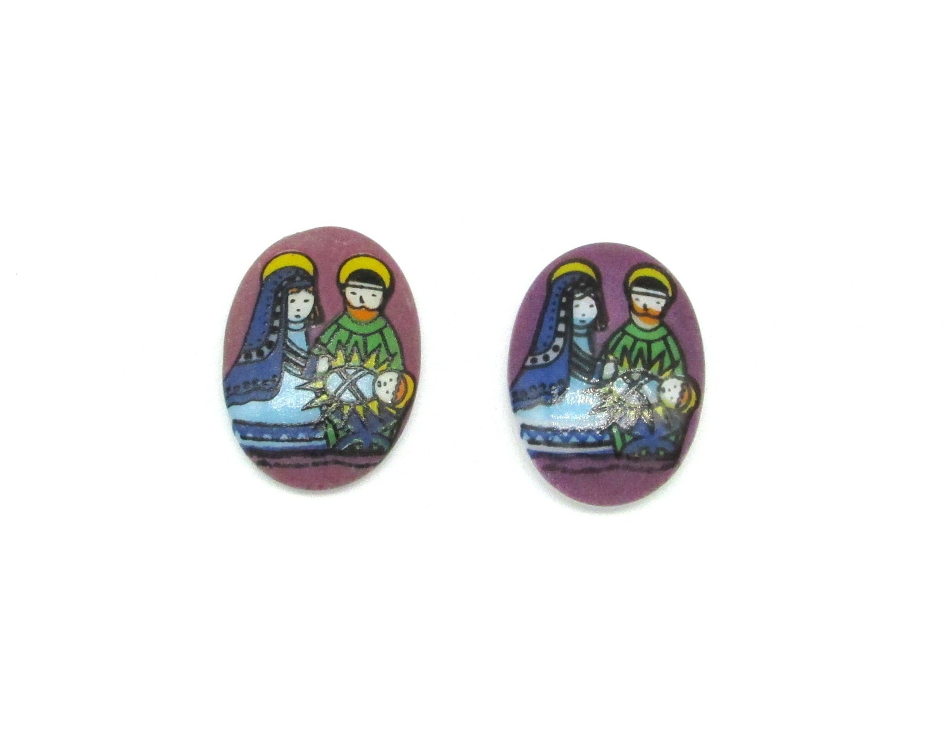 18x13mm Flat Oval Cabochons, Vintage Christmas Limoge Assortment