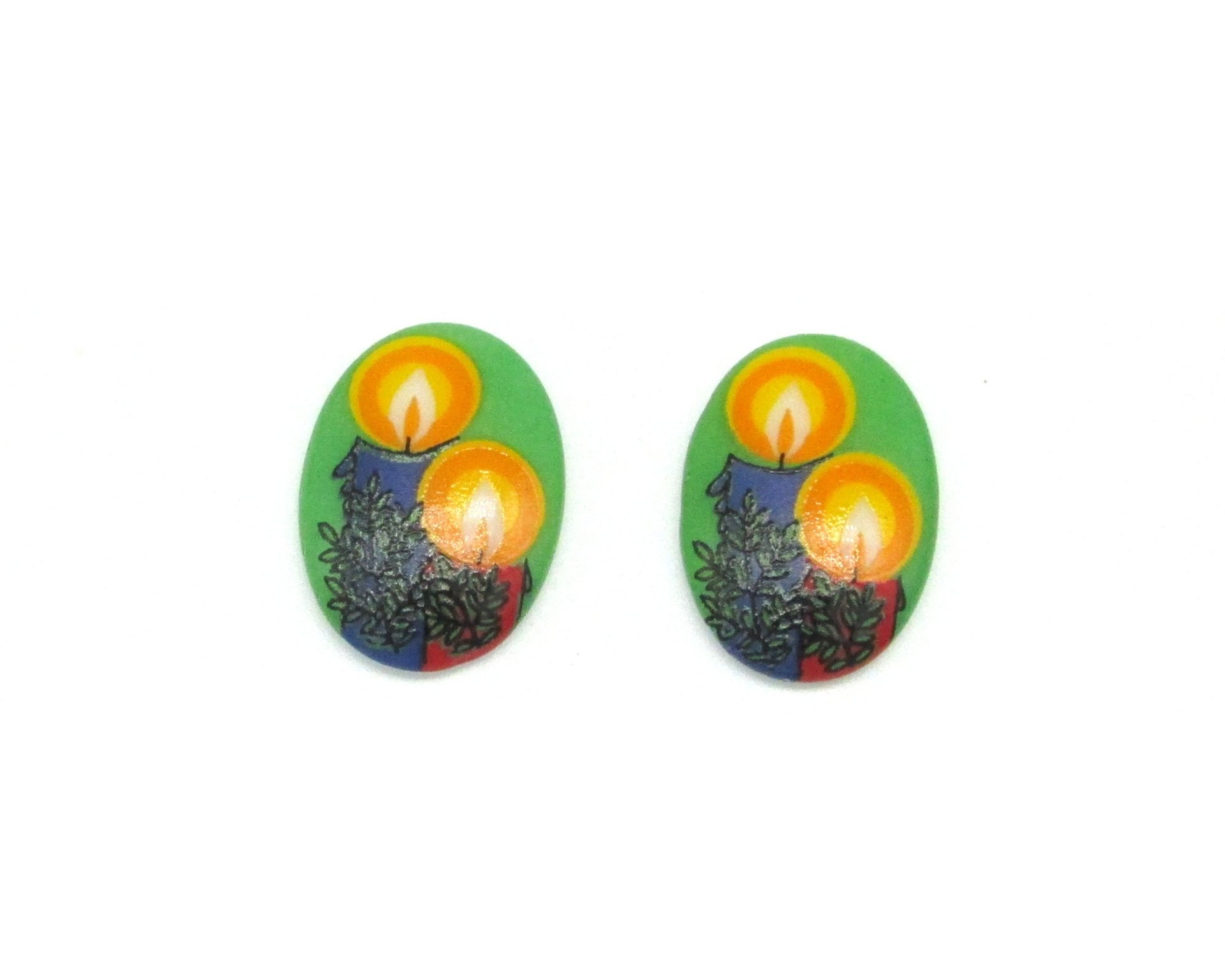 18x13mm Flat Oval Cabochons, Vintage Christmas Limoge Assortment