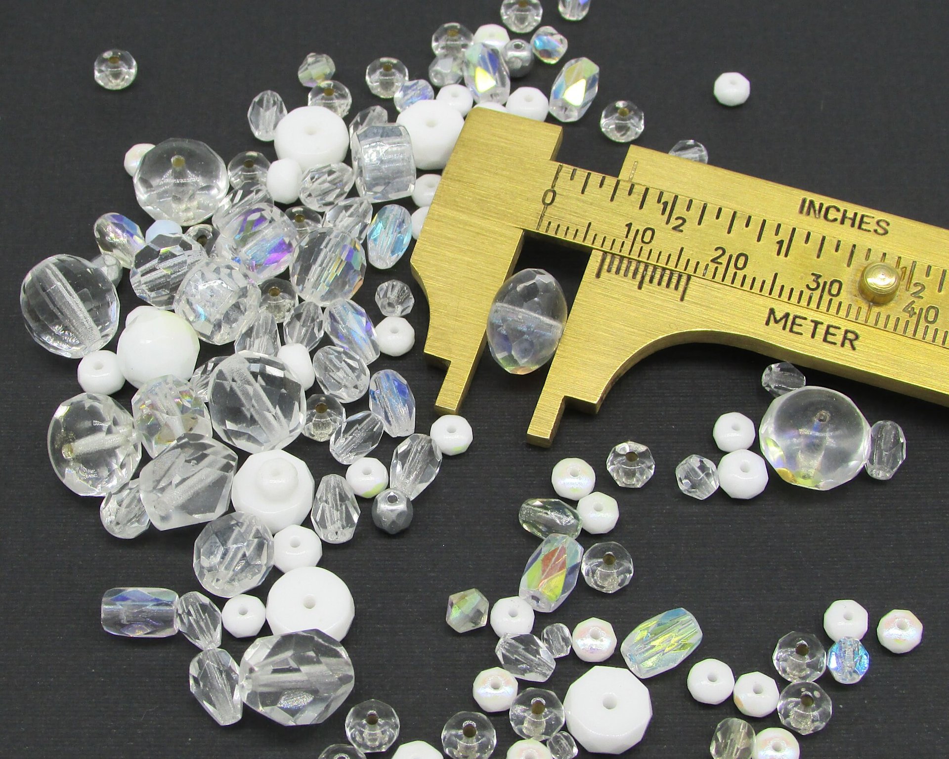 Clear Czech Glass Bead Mix, Fire Polished Faceted Rounds and Barrels, 120 pcs