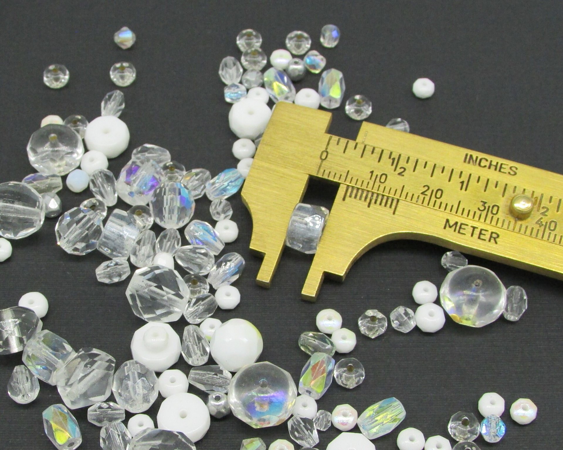 Clear Czech Glass Bead Mix, Fire Polished Faceted Rounds and Barrels, 120 pcs