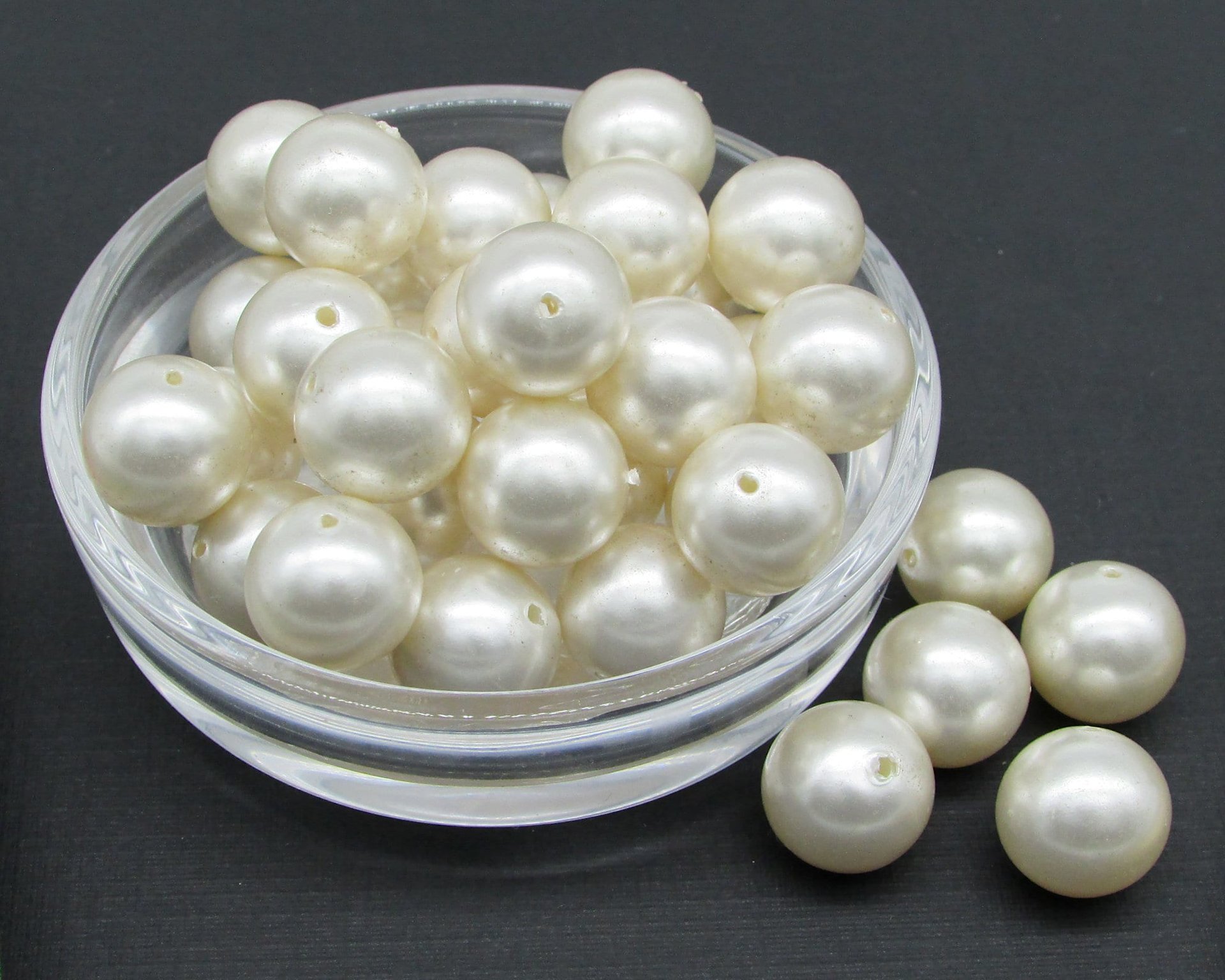 Vintage Plastic Pearls, 12mm 14mm Cultura Lustre Beads