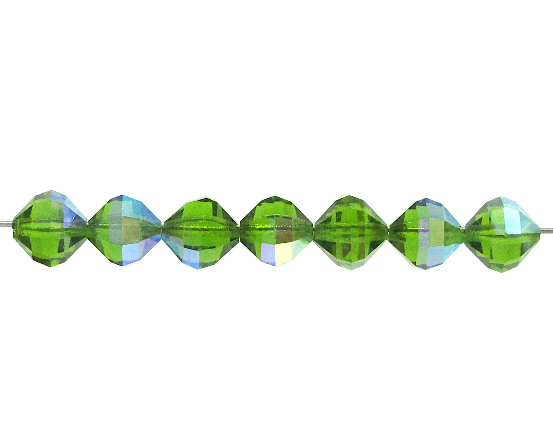 10x10mm Faceted Polygons Beads, Emerald AB Vintage Machine Cut Crystal Octagons (12)