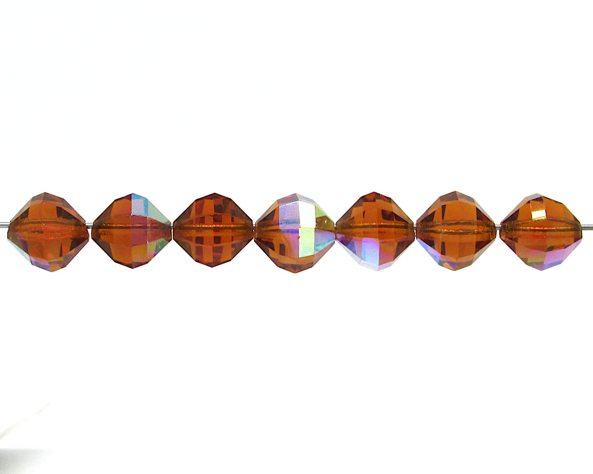 10mm Faceted Octagon Beads, Vintage Topaz AB Machine Cut Crystal