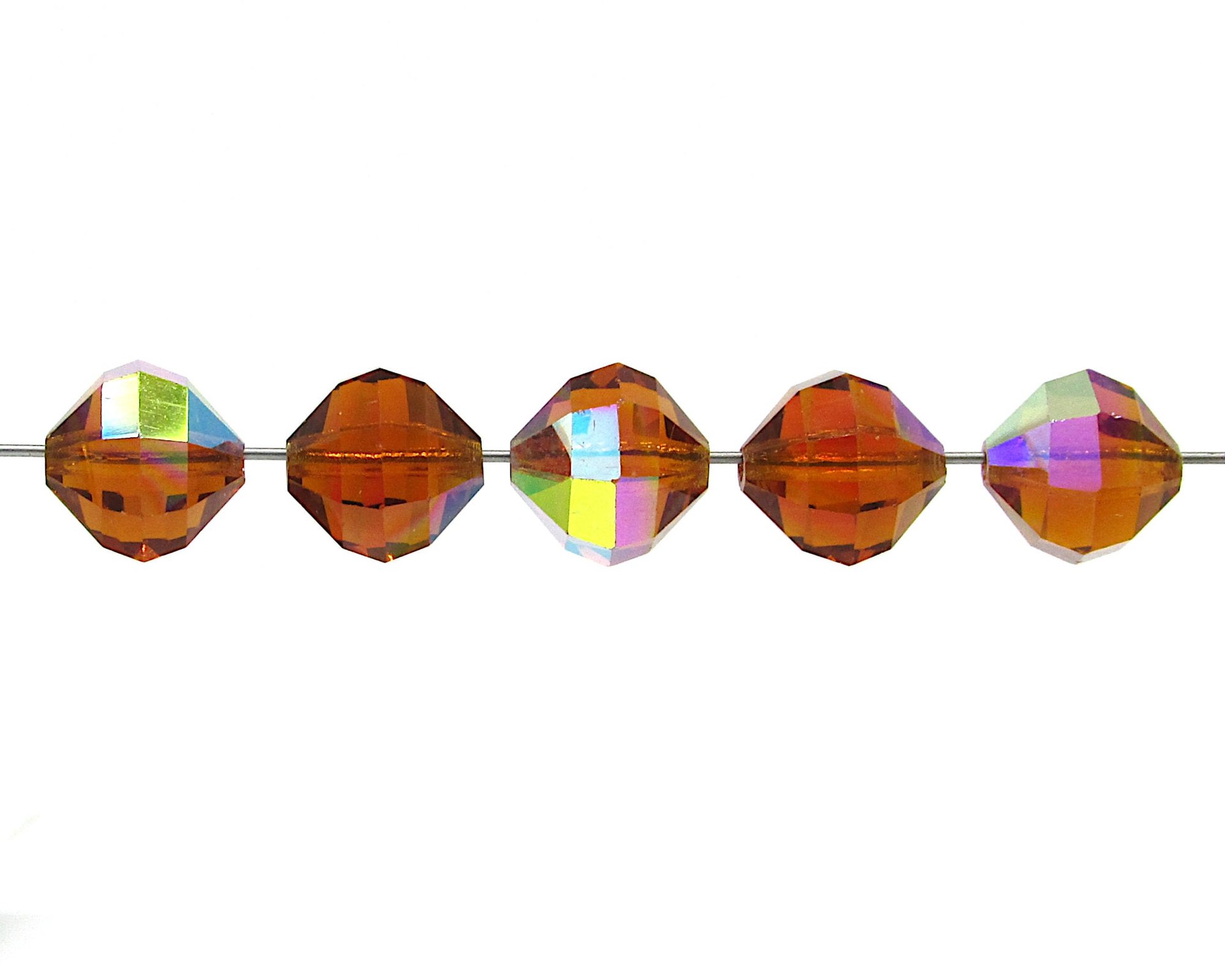 12x12mm Faceted Octagon Beads, Vintage Topaz AB Machine-Cut Iridescent Crystal Polygons (12)