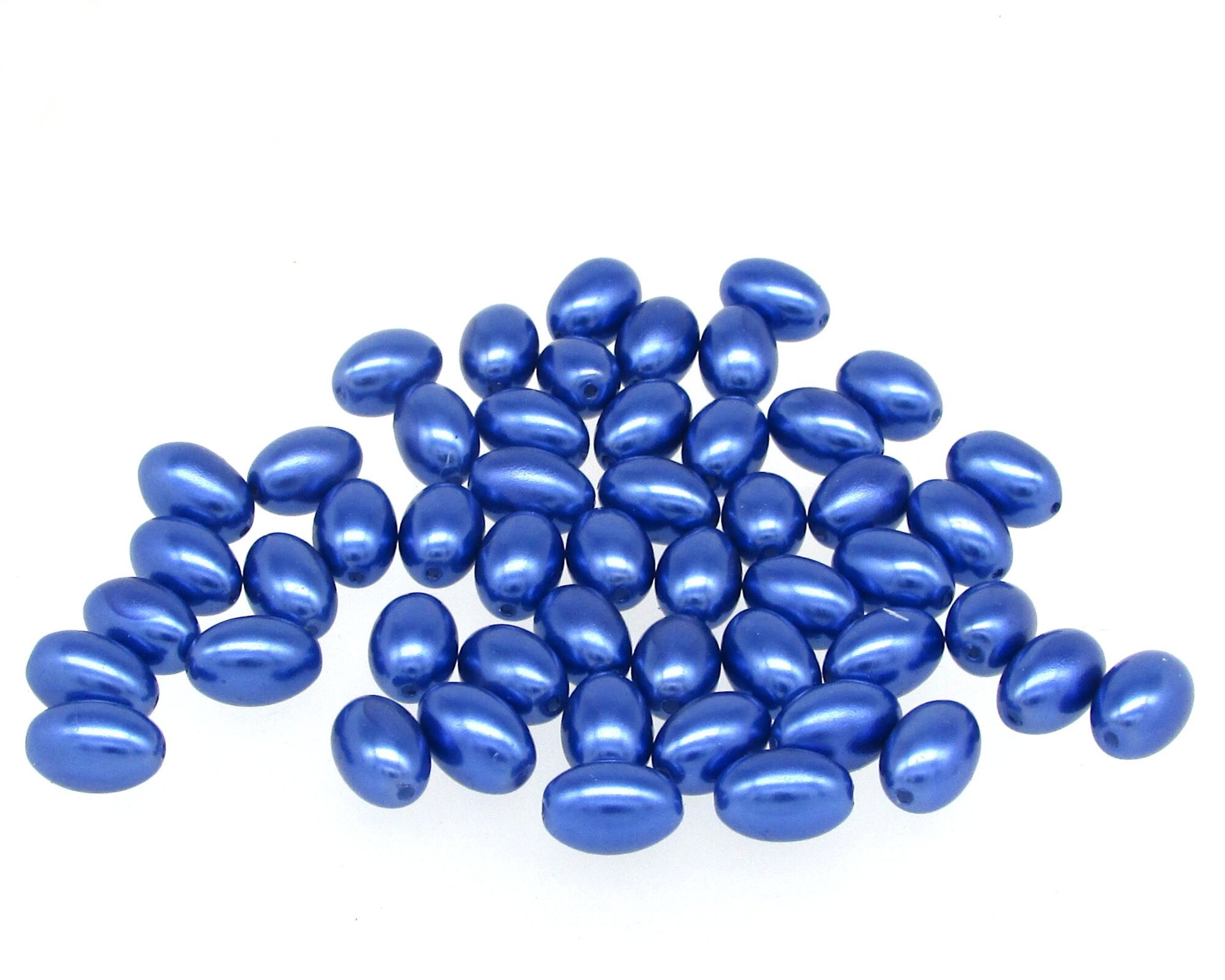 11.5mm Blue Tapered Oval Rice Beads (25)
