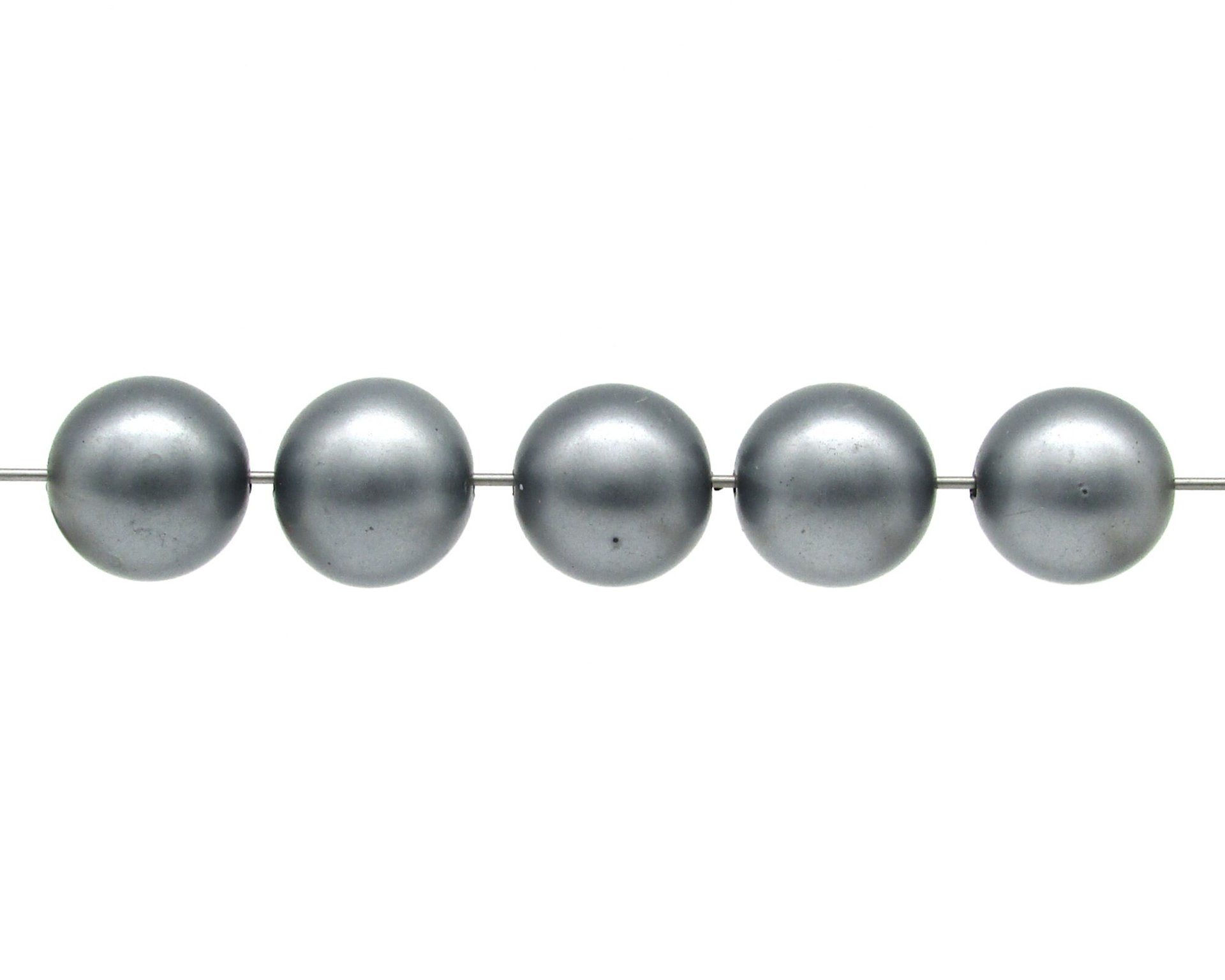 Vintage Plastic Pearls 12mm 14mm Round Gray Beads